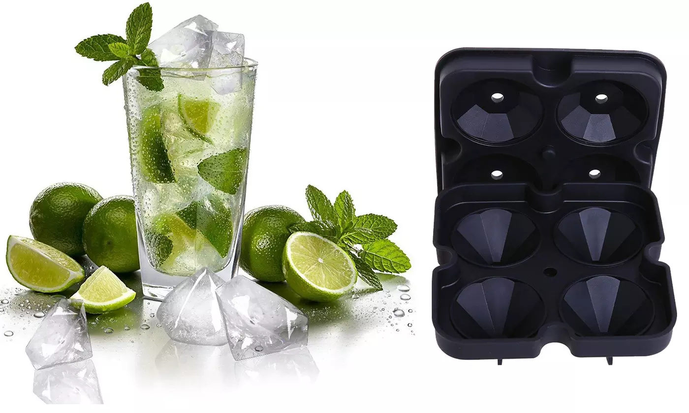 1/2/4 Pack Diamond Ice Cube Maker Tray with Lid Spespo Silicone Moulds  - Primary Image