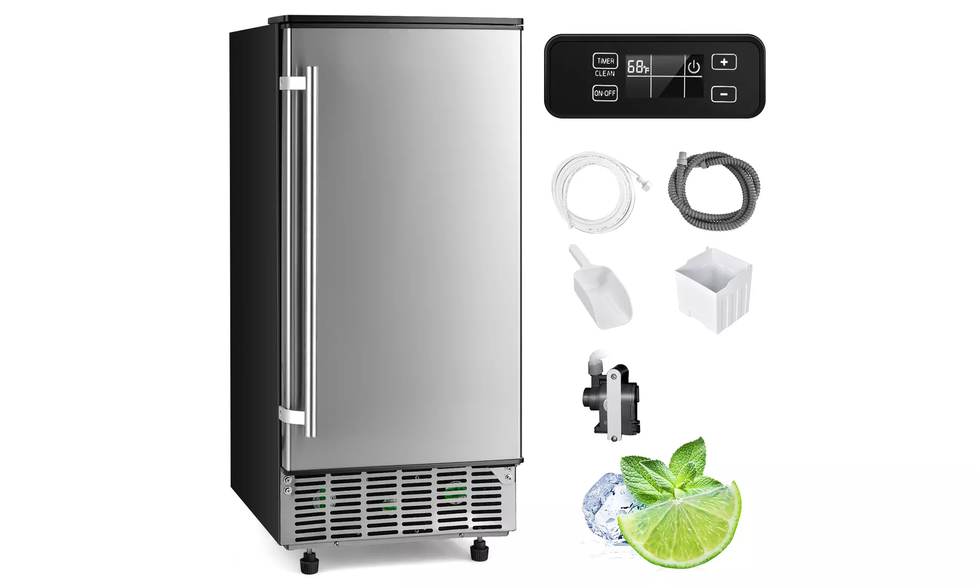 Costway Built-in Ice Maker Free-Standing/Under Counter Machine 80lbs/Day - Primary Image