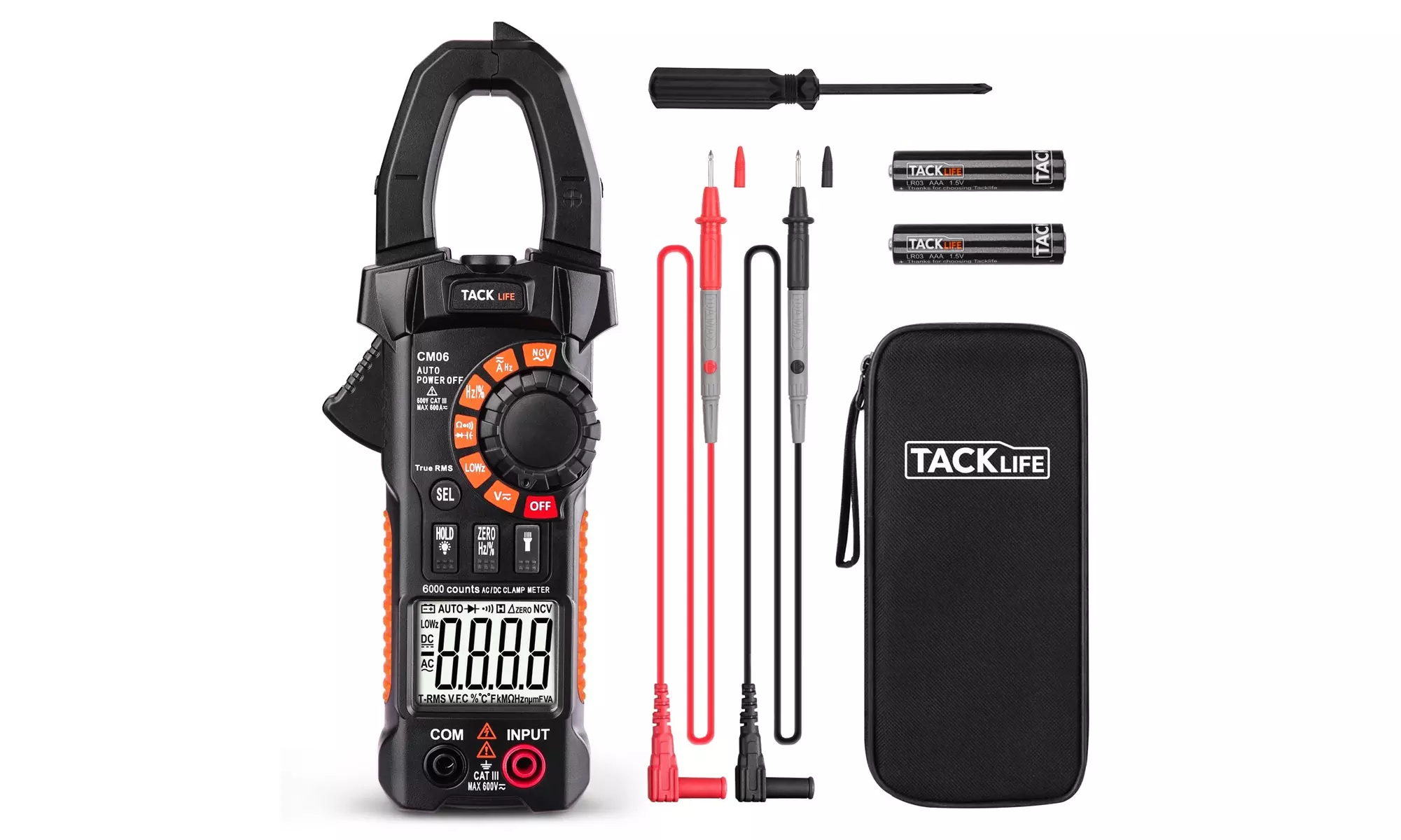 TACKLIFE Digital Clamp Meter Multimeter Auto-Ranging, 600 Amp - Primary Image
