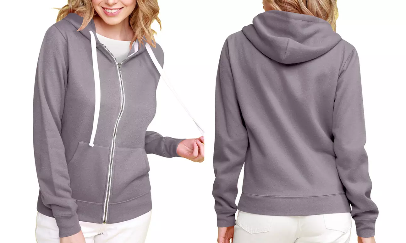 Made By Johnny Women's Slim-Fit Casual Zip-up Hoodie Lightweight Sweatshirt