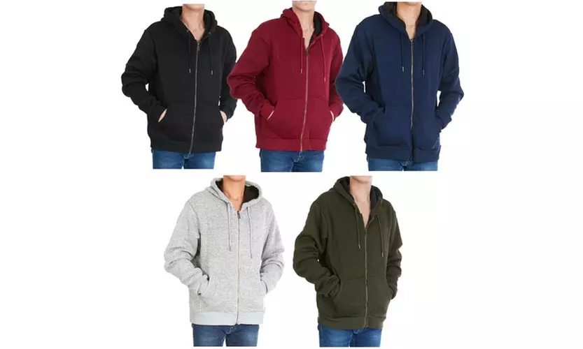 Men's Heavyweight Marled Sweater Sherpa Lined Zip Hoodies (M-2XL) - Primary Image