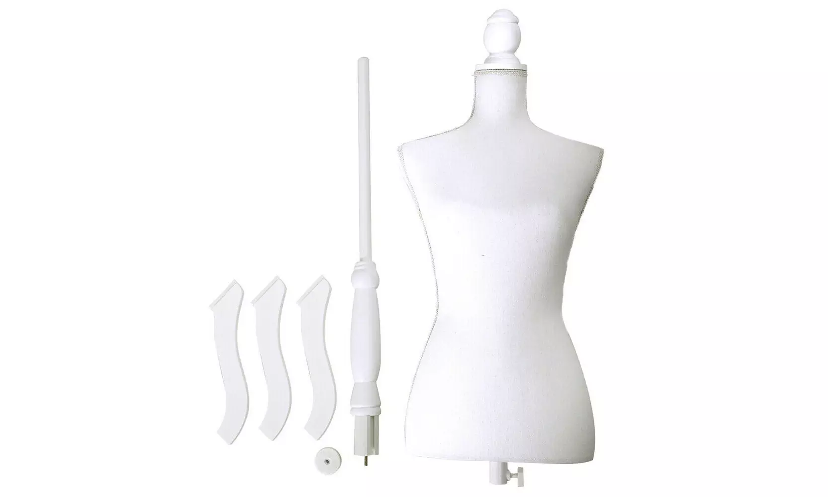 Female Mannequin Torso Dress Clothes Form Style Display w/ White Tripod Stand - Primary Image