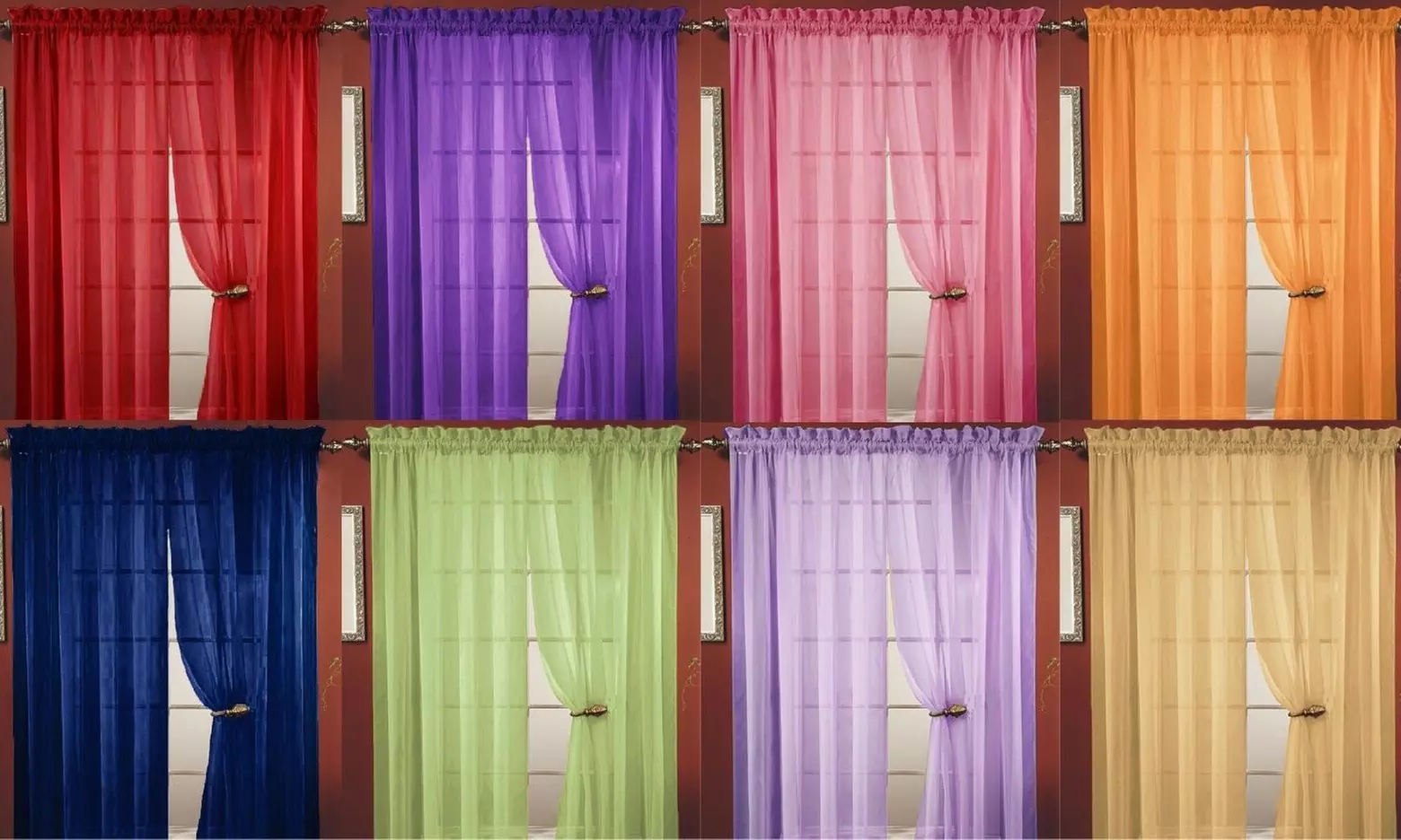 Lisa Sheer Curtains Voile Polyester Window Curtain Panel Grommet Top 55" X 84" 