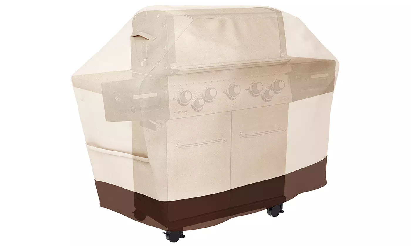 Tuyeho Grill Cover 600D Heavy Duty Waterproof Gas BBQ Cover Beige - Second Medium