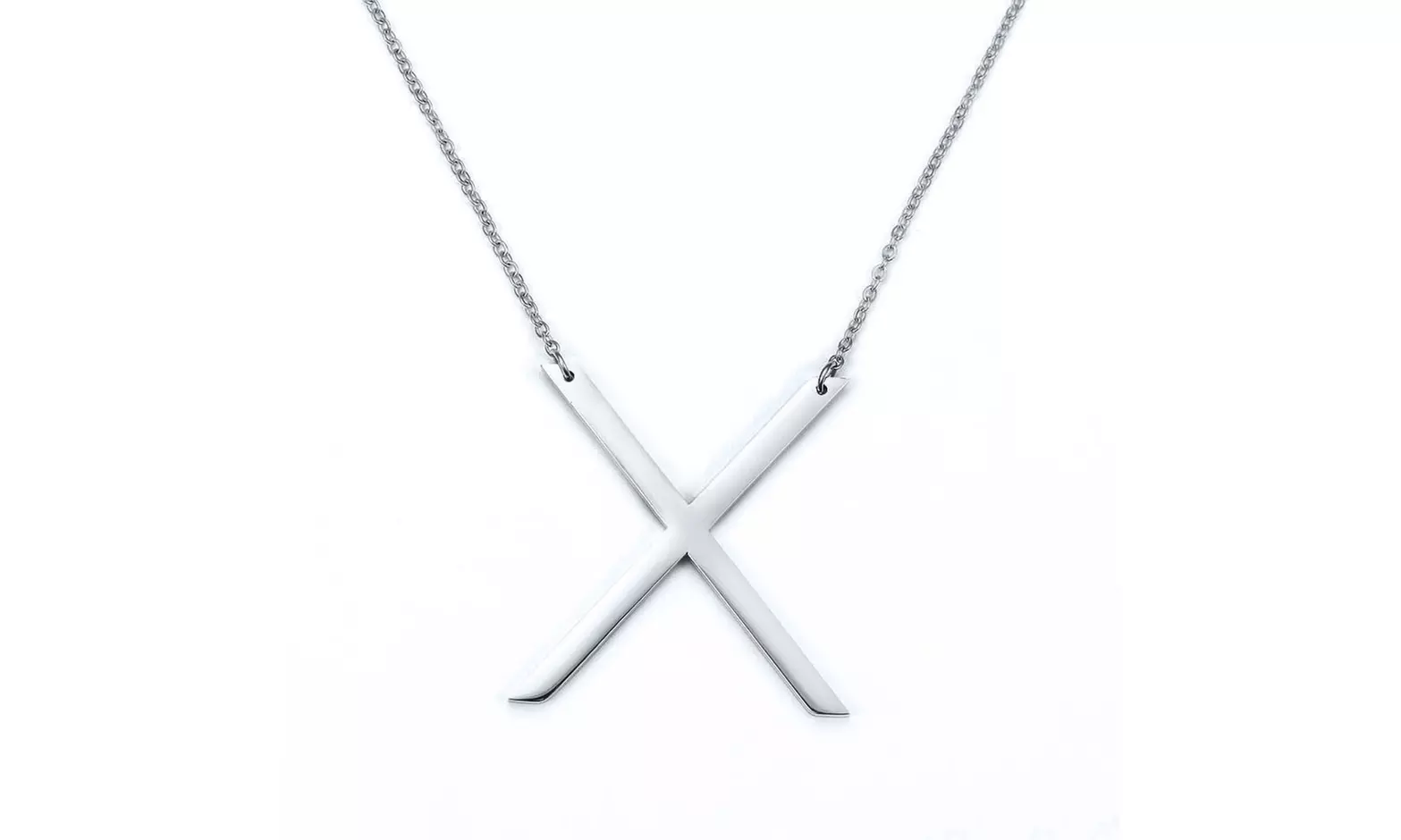 LESIES Big Letter Necklace Stainless Steel Initial Pendant