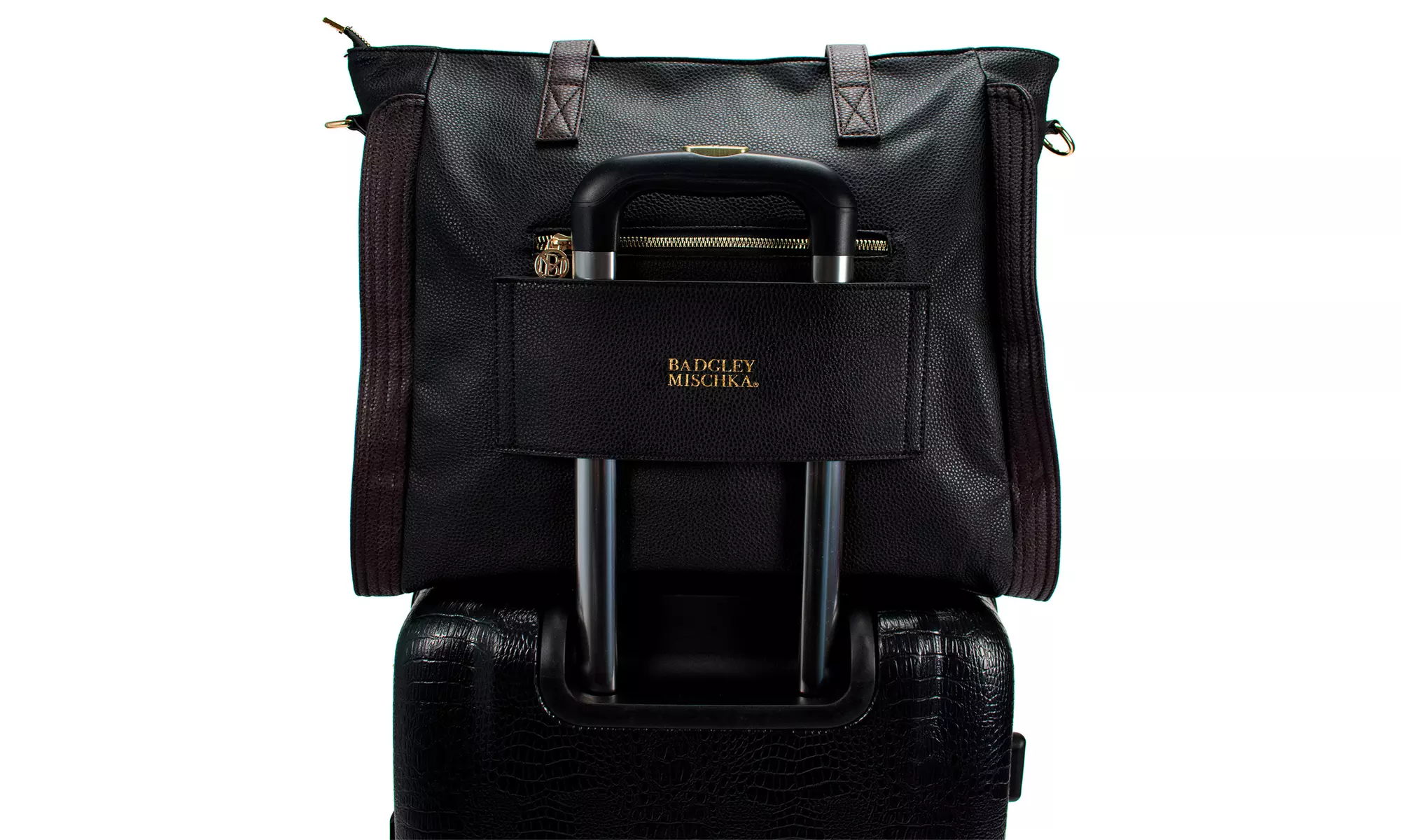 Badgley Mischka Rose Vegan Leather Weekender Tote  Bag 
