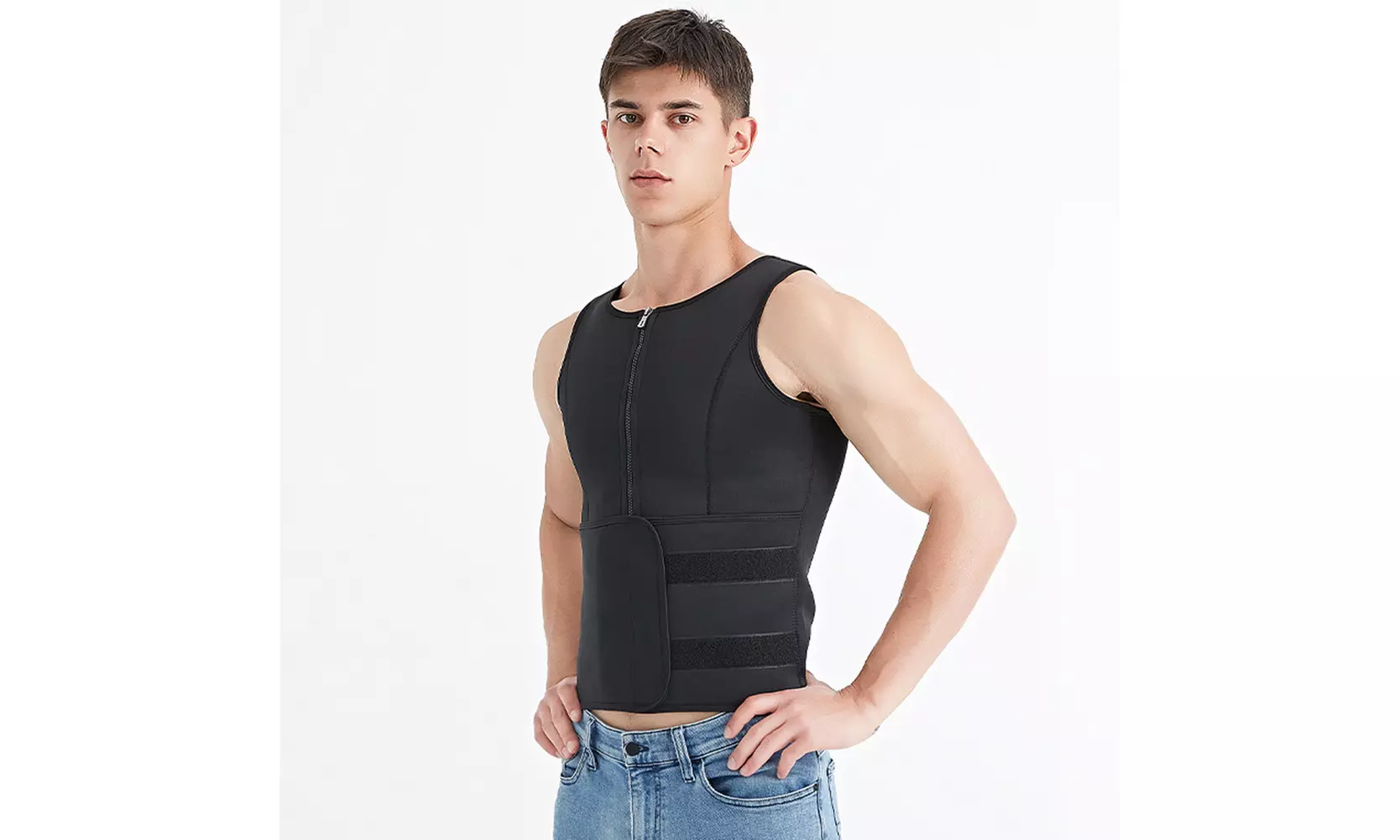 US Men's Sauna Thermo Sweat Waist Trainer Top Vest Suit Body Shaper Belt Corset