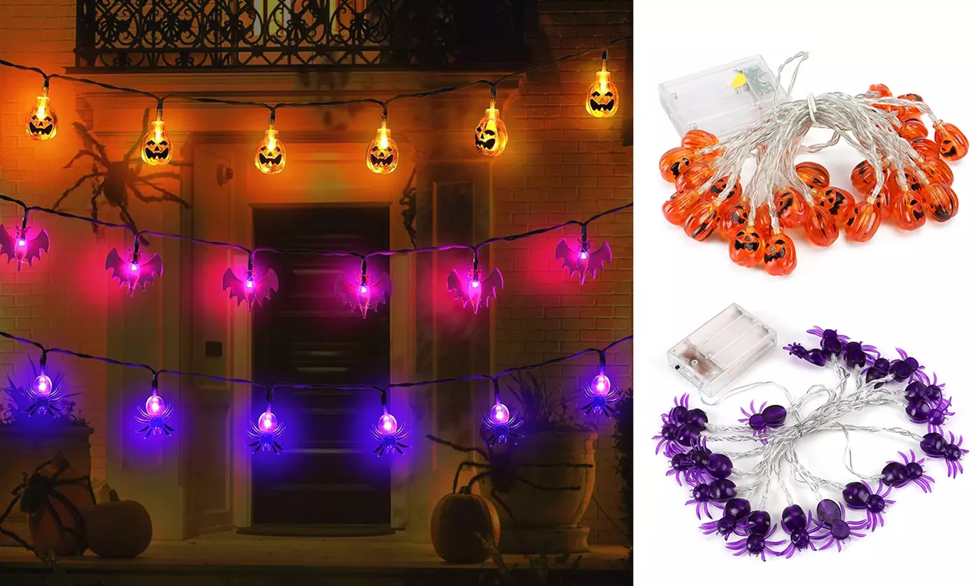 15FT 30 LED Halloween String Lights Pumpkin Skeleton Skull Halloween Decorations - Primary Image