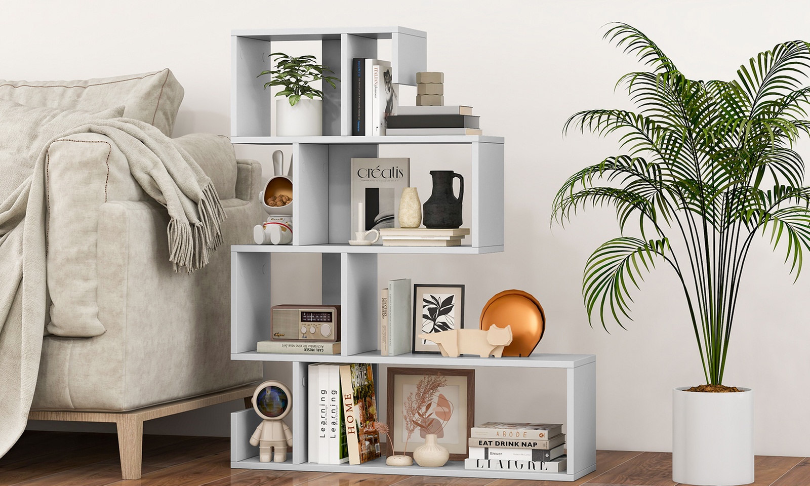 One or Two Pieces of Costway S-Shaped Stepped Bookshelf