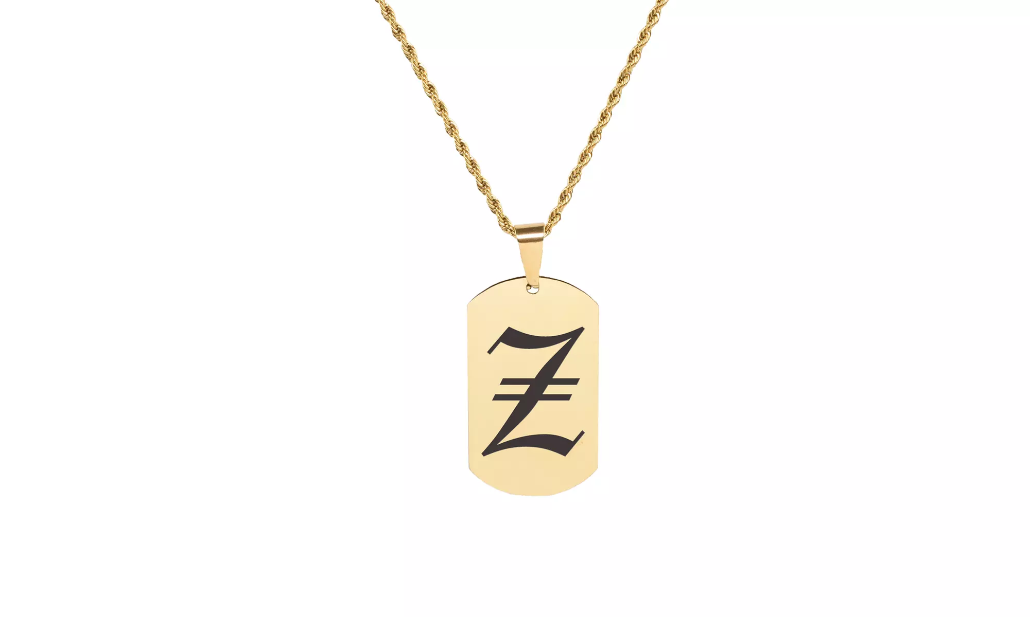 Solid Stainless Steel Initial Tag Necklace by Pink Box - Second Medium