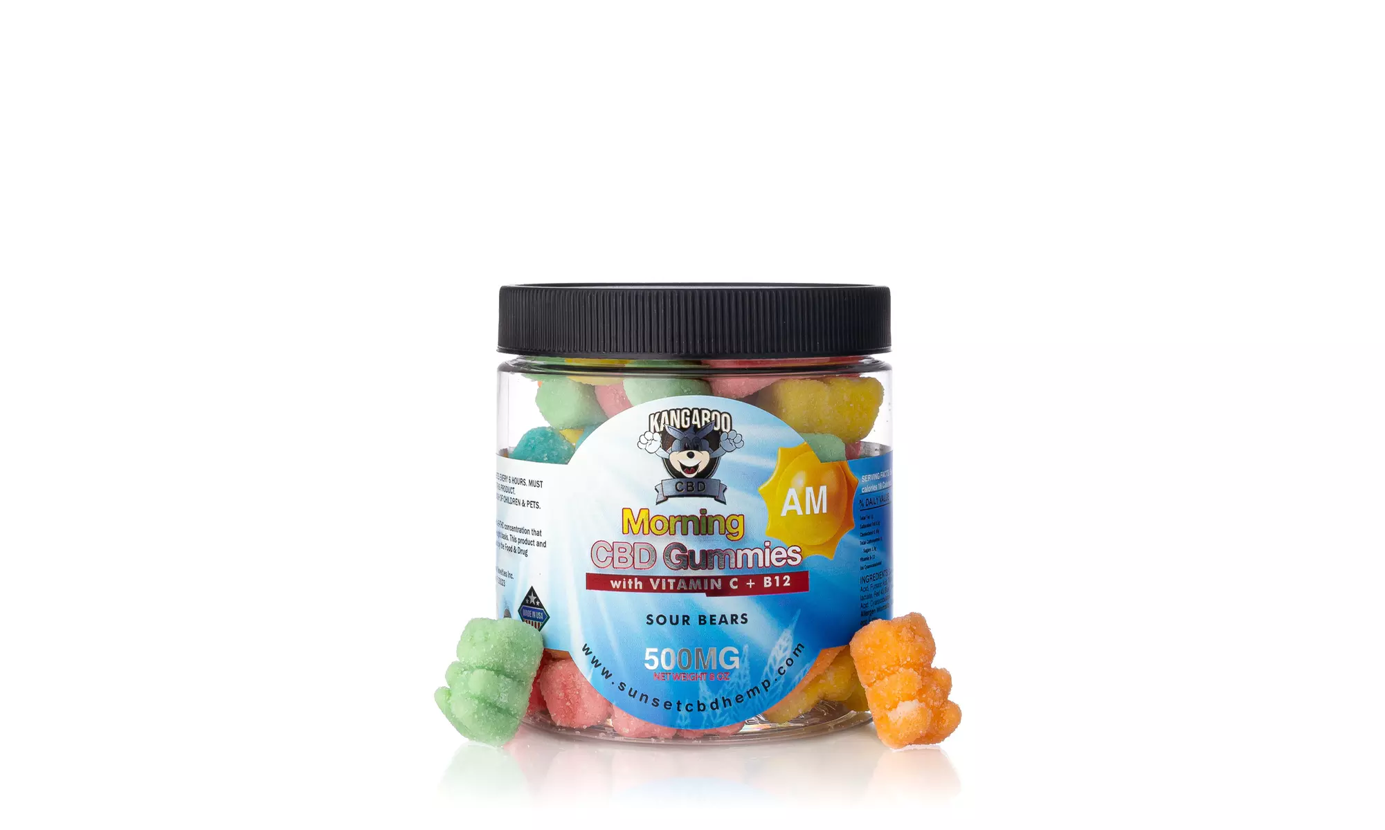 CBD for AM & PM with B12, Vitamin C & Melatonin Infused Gummies from Kangaroo