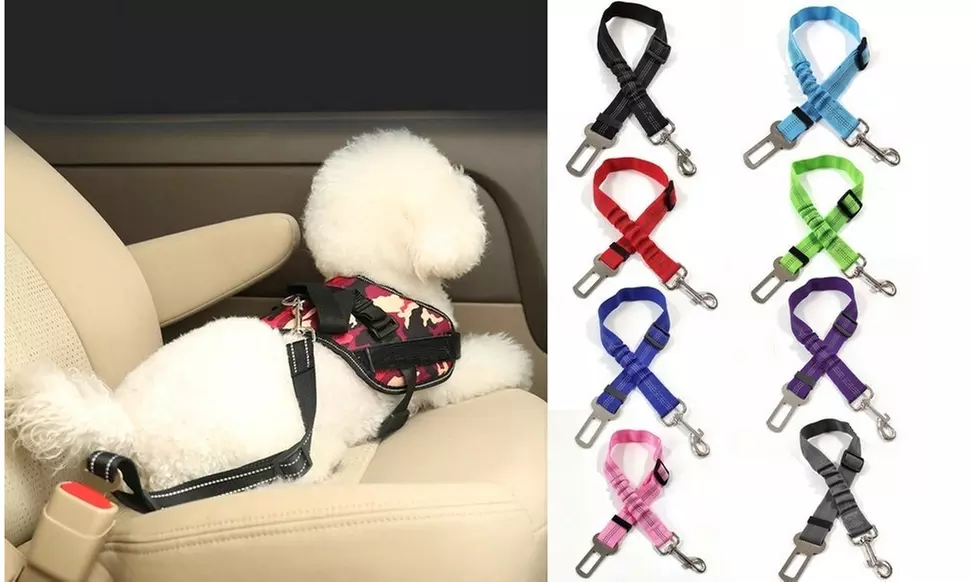 Dogs Seat Belt Vehicle Harness Headrest Restraint Adjustable Puppy Safety - Primary Image