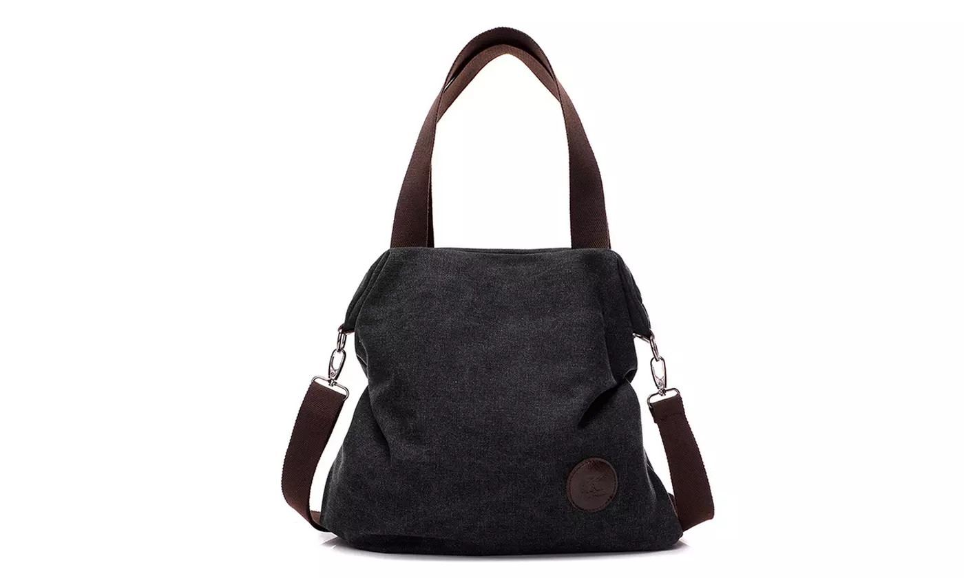 Women Retro Multi-pocket Canvas Shoulder Bag Handbag Tote Purse