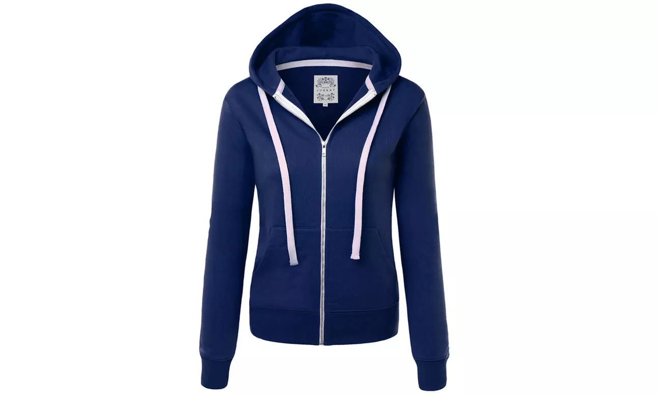 Made By Johnny Women's Slim-Fit Casual Zip-up Hoodie Lightweight Sweatshirt