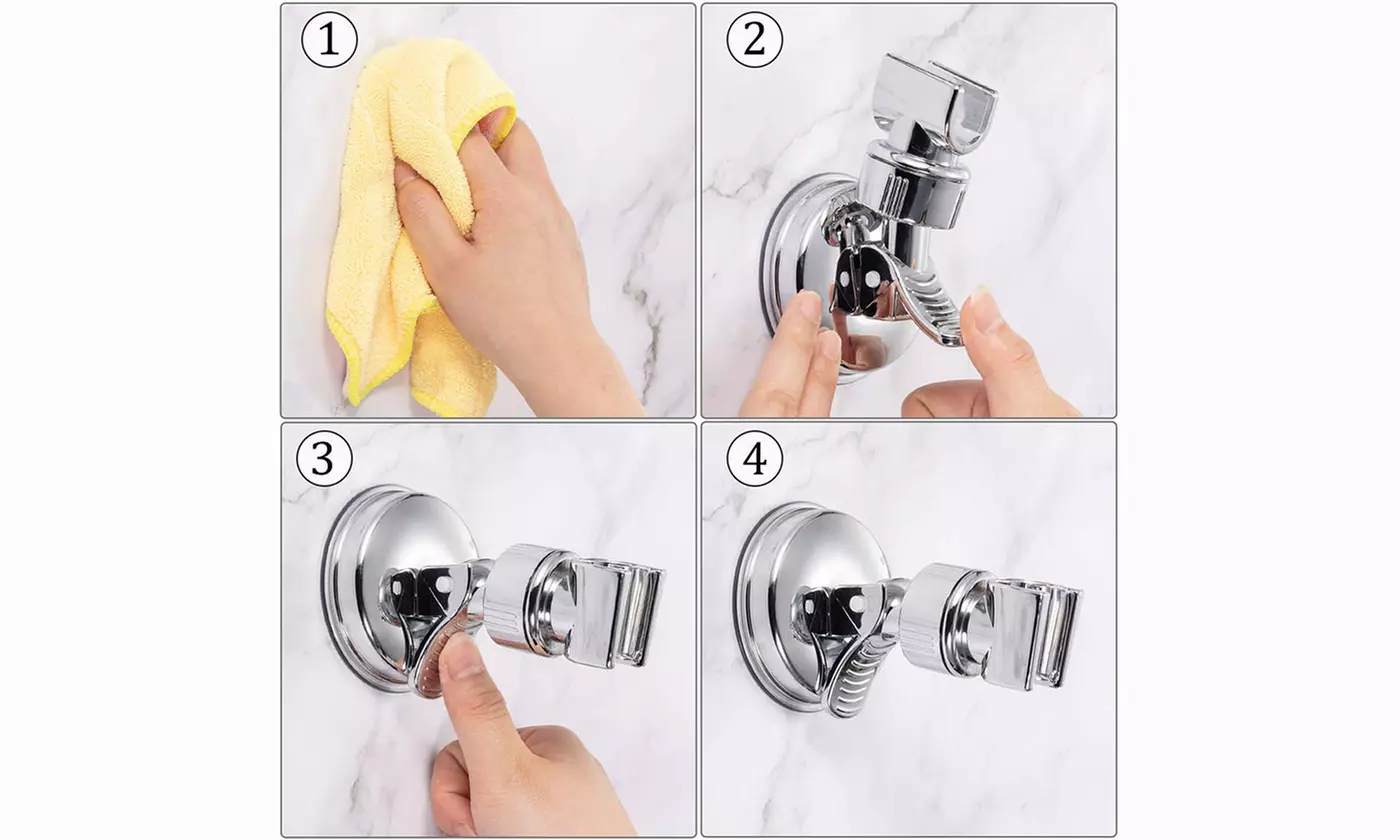 Adjustable Bathroom Shower Head Bracket Wall Mount Holder with Suction Cup