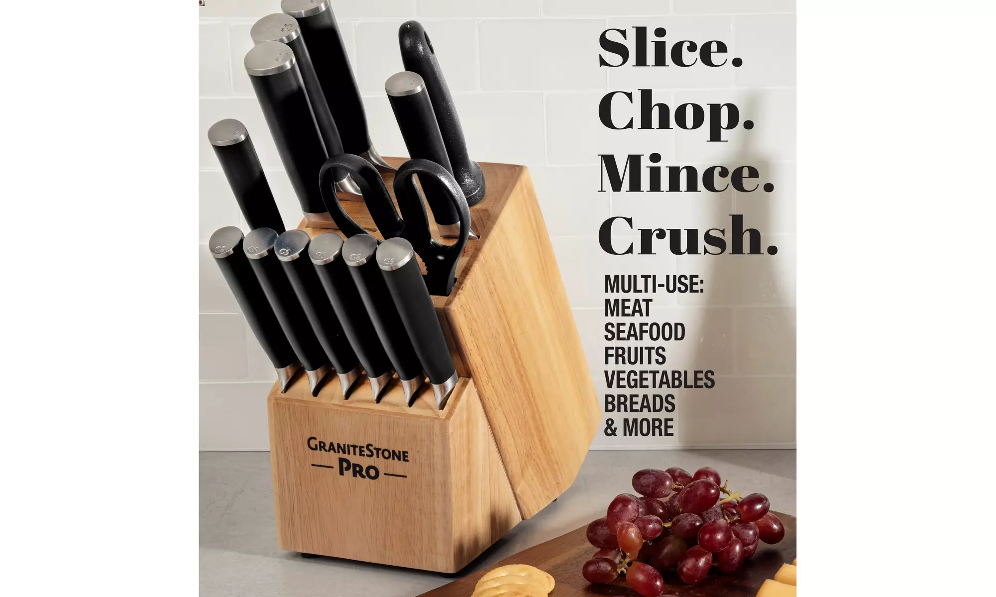 GraniteStone Nutriblade Pro 14-Piece Stainless Steel Premium Knife Block Set