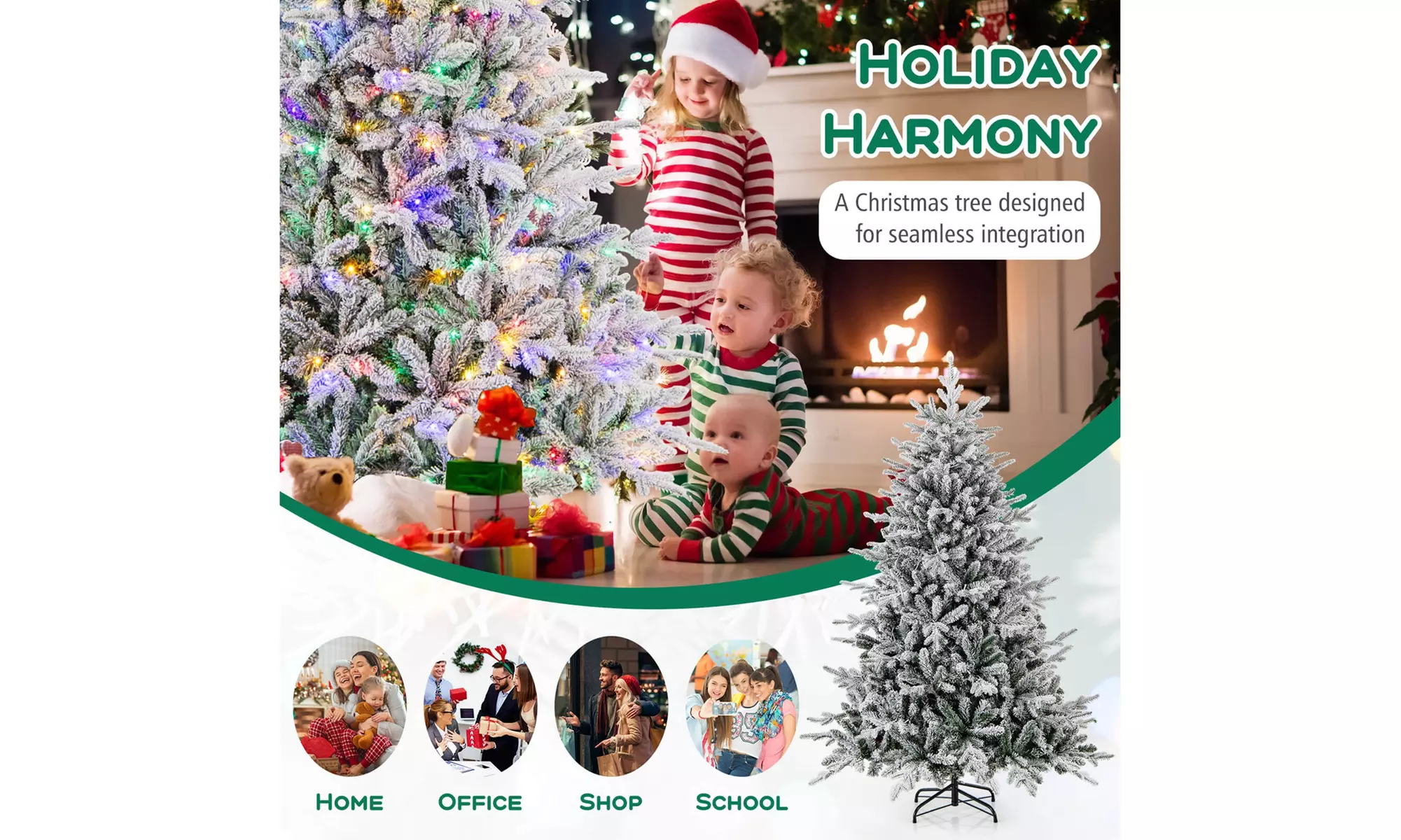 Costway 4.5/6/7 FT Christmas Tree with 8 Lighting Modes Multi-Color LED Lights