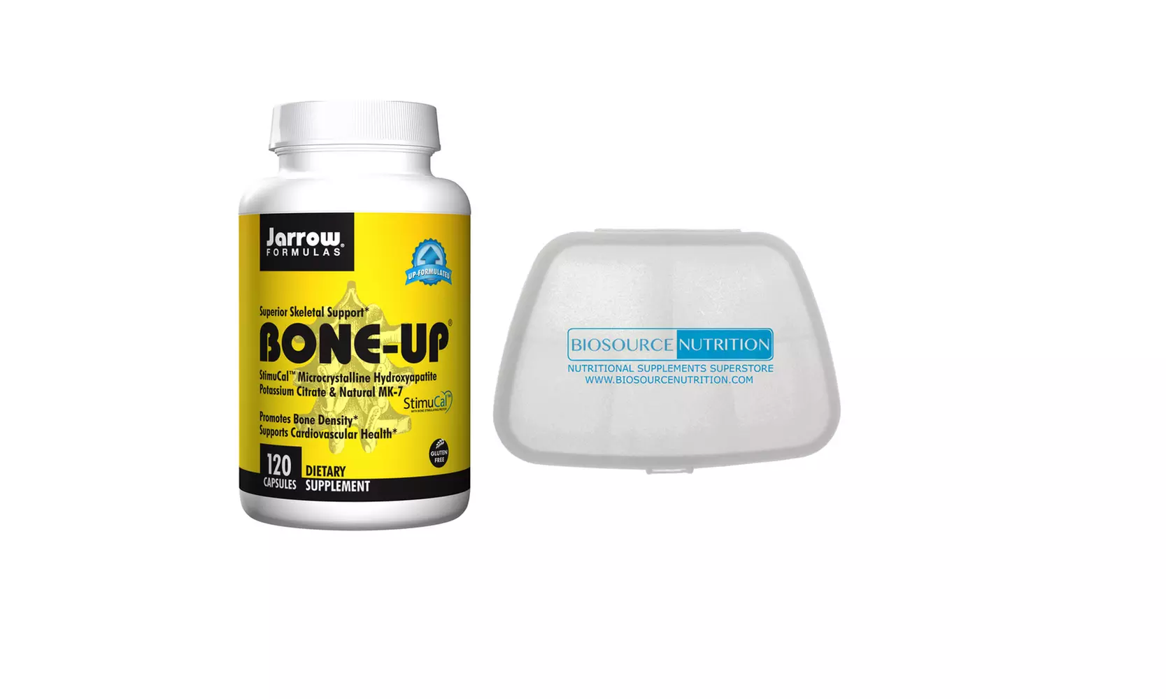 Jarrow Formulas Bone Up 120 Capsules and Biosource Nutrition Pocket Pill Pack - Primary Image