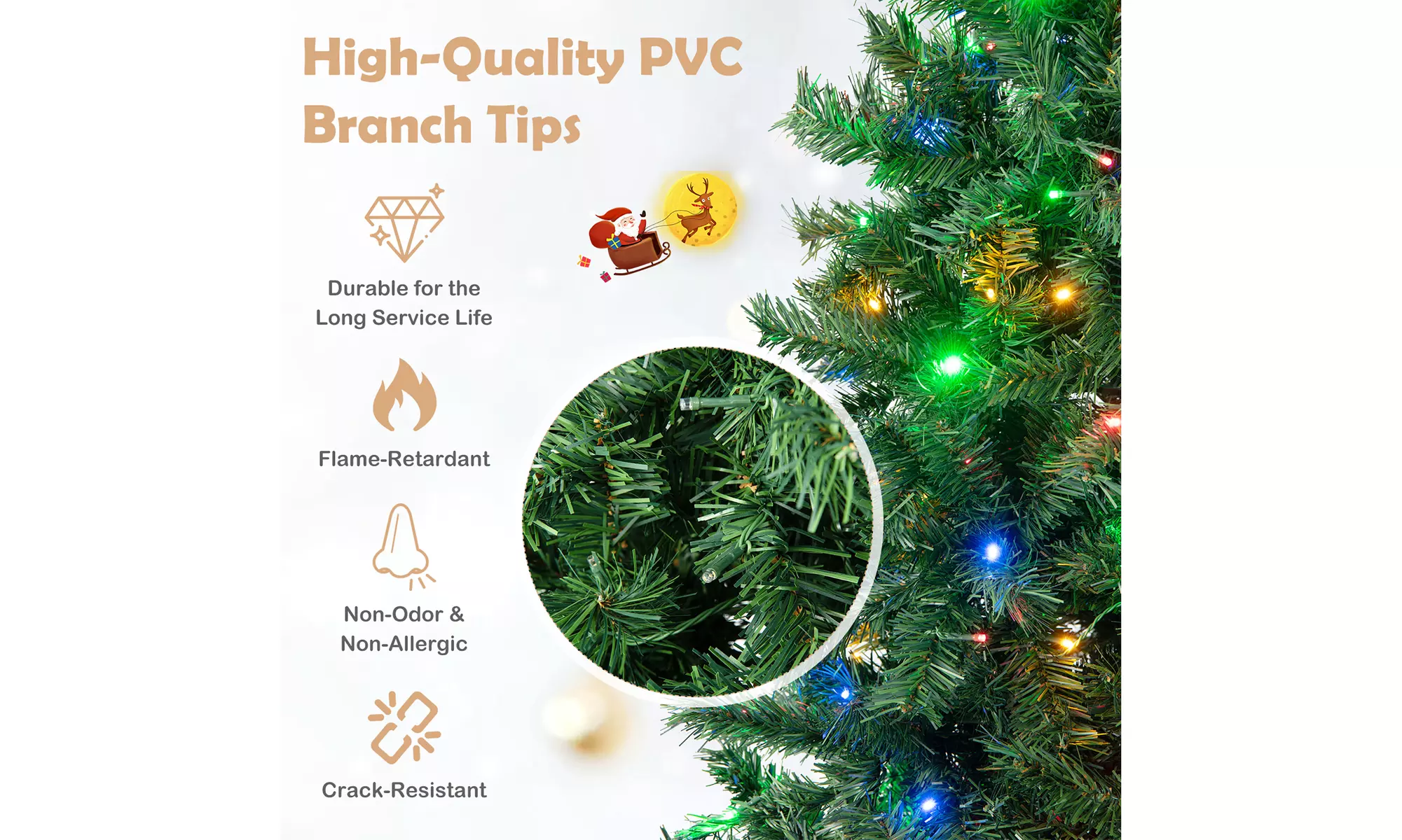 Costway 7FT Pre-Lit Hinged Christmas Tree 350 Lights No Fluffing Required