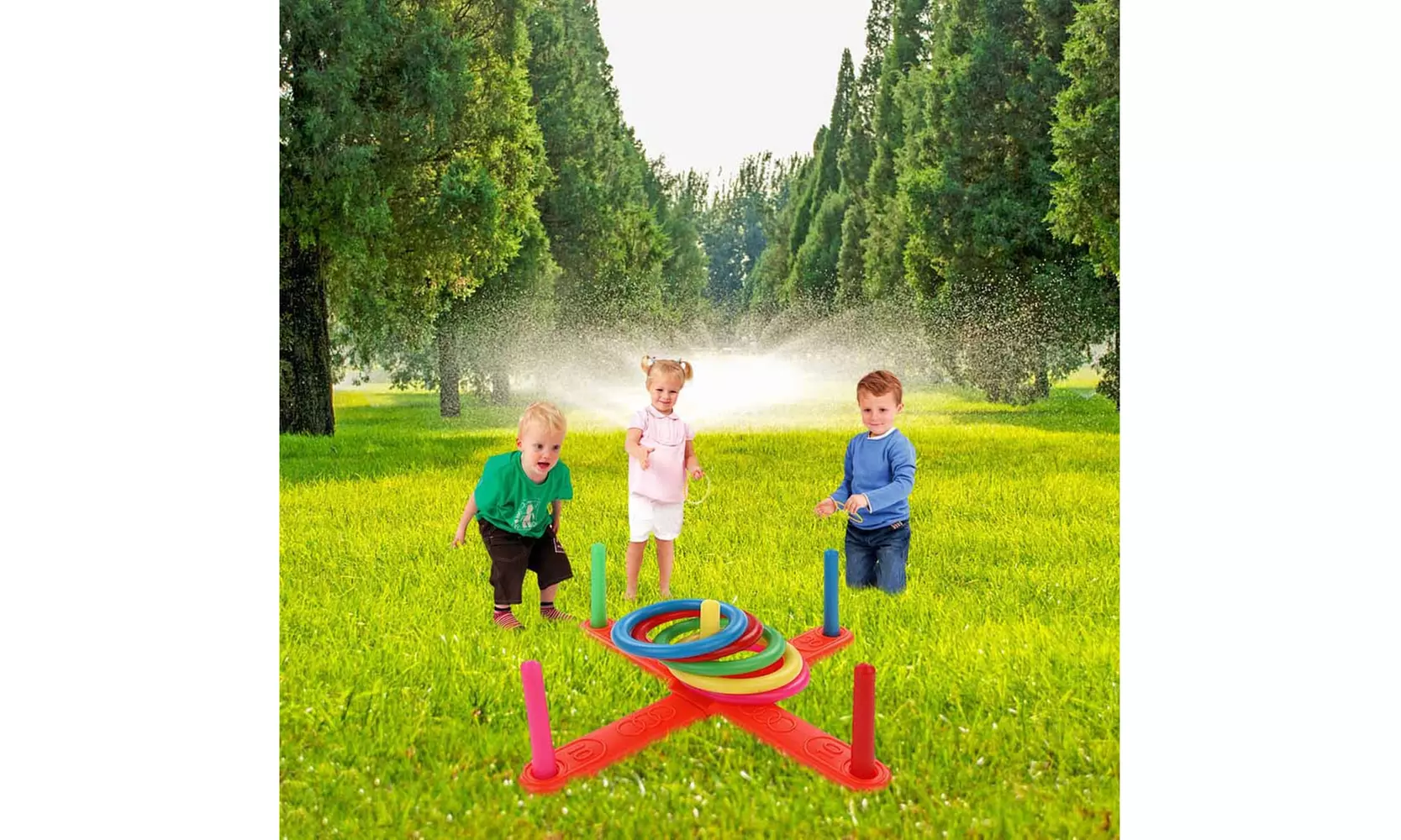 Hoop Ring Toss Plastic Ring Toss Quoits Garden Game Pool Toy Outdoor Fun Set NEW - Primary Image