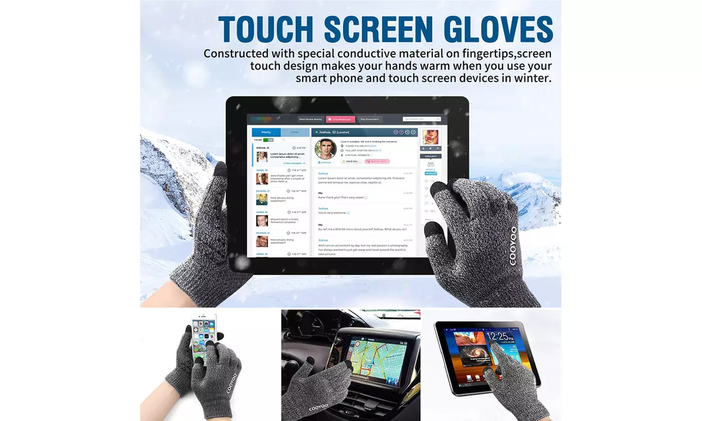 Men's Touchscreen Winter Knit Gloves 