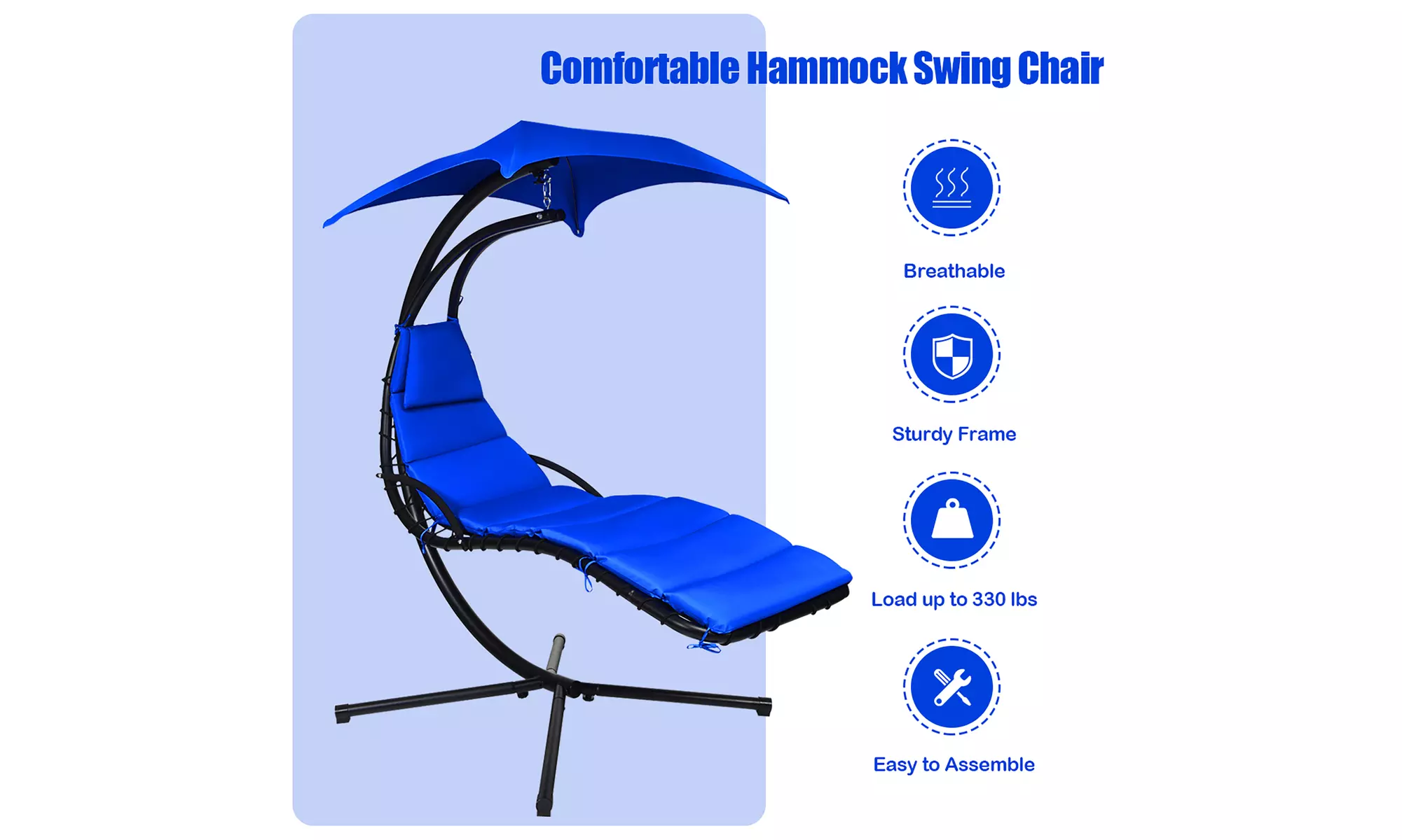 Costway Hanging Swing Chair Hammock Chair w/ Pillow Canopy Stand 3 colors