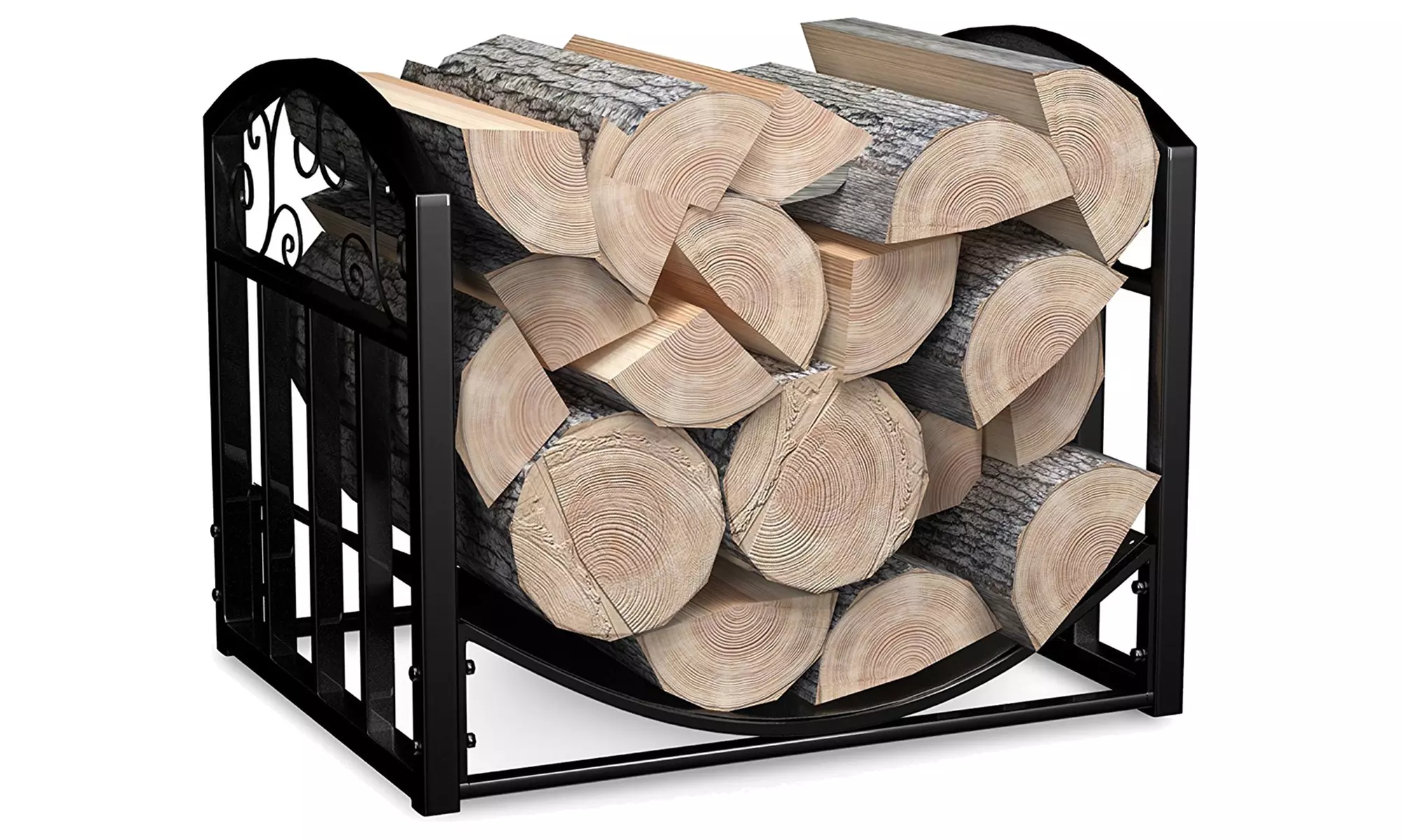 Firewood Rack Holder with Decorative Scroll Design by Home-Complete - Primary Image