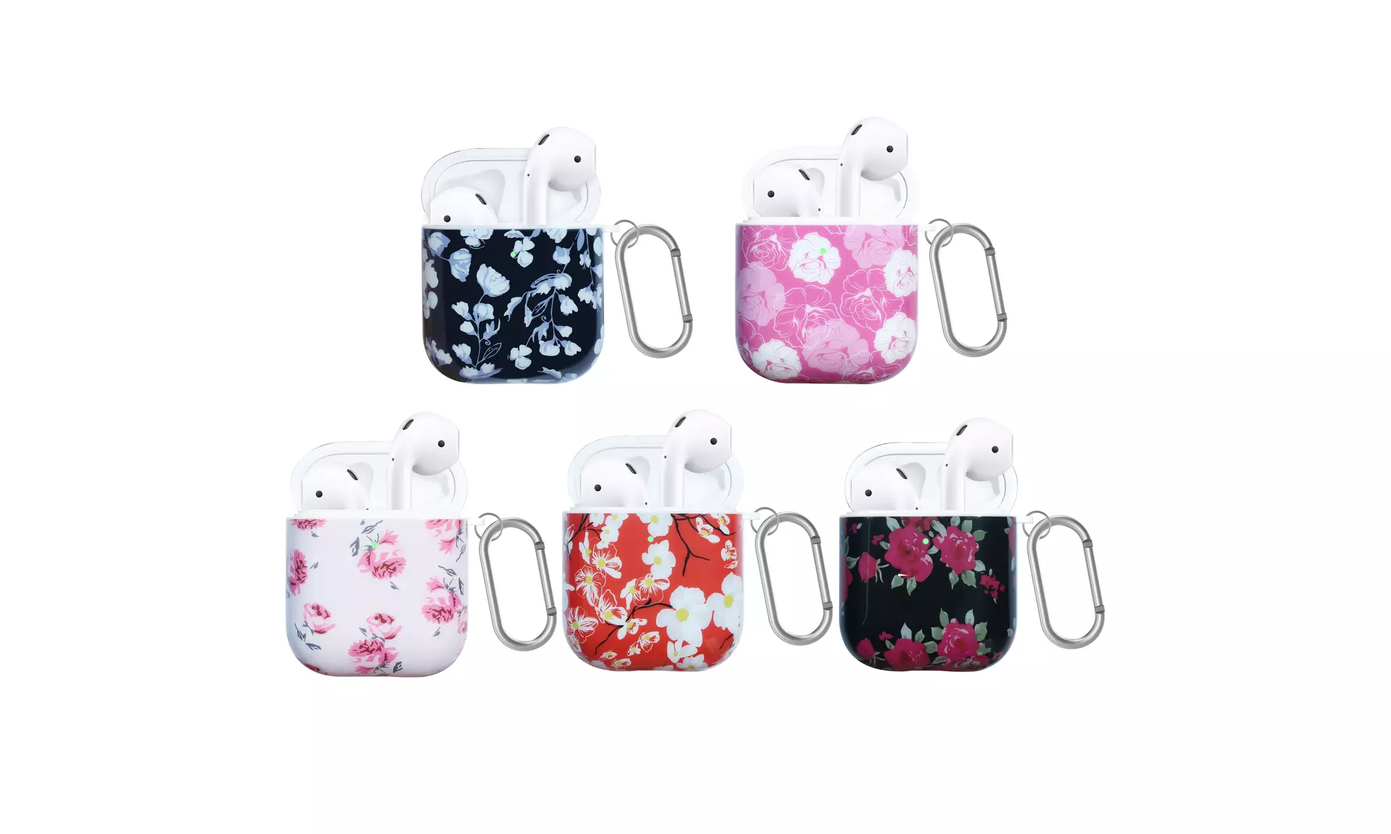 Waloo Floral Printed Hard Case for AirPods 1st & 2nd Generation (LED Visible) - Primary Image