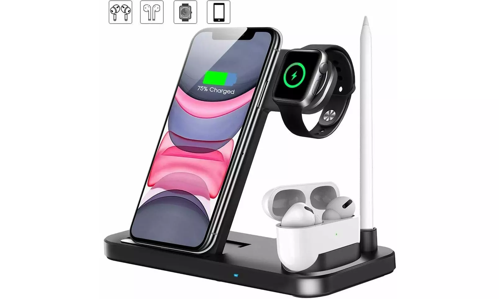 4 in 1 Qi Wireless Fast Charging Charger For Apple Watch / iPhone / Air Pod Case - Primary Image
