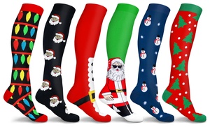 Holiday Fun Knee High Compression Socks - (3-Pairs)