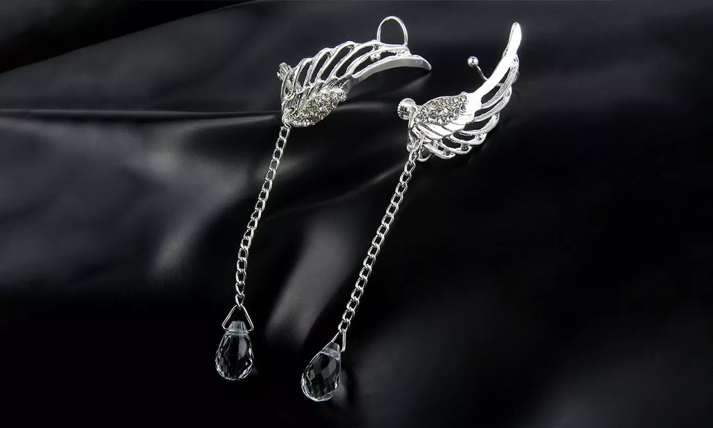 Women's Angel Wings Fashion Exquisite White Gold Cubic Zirconia Earrings - Primary Image