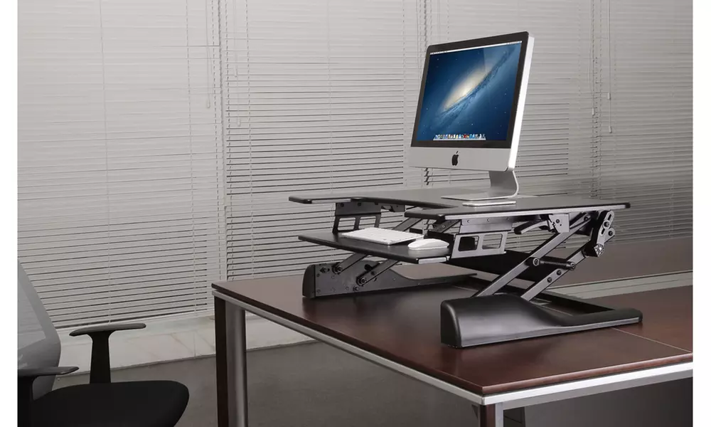 SwissTek 2-Tier Adjustable Standing Desk Platform with Gas Spring Arms - Second Medium