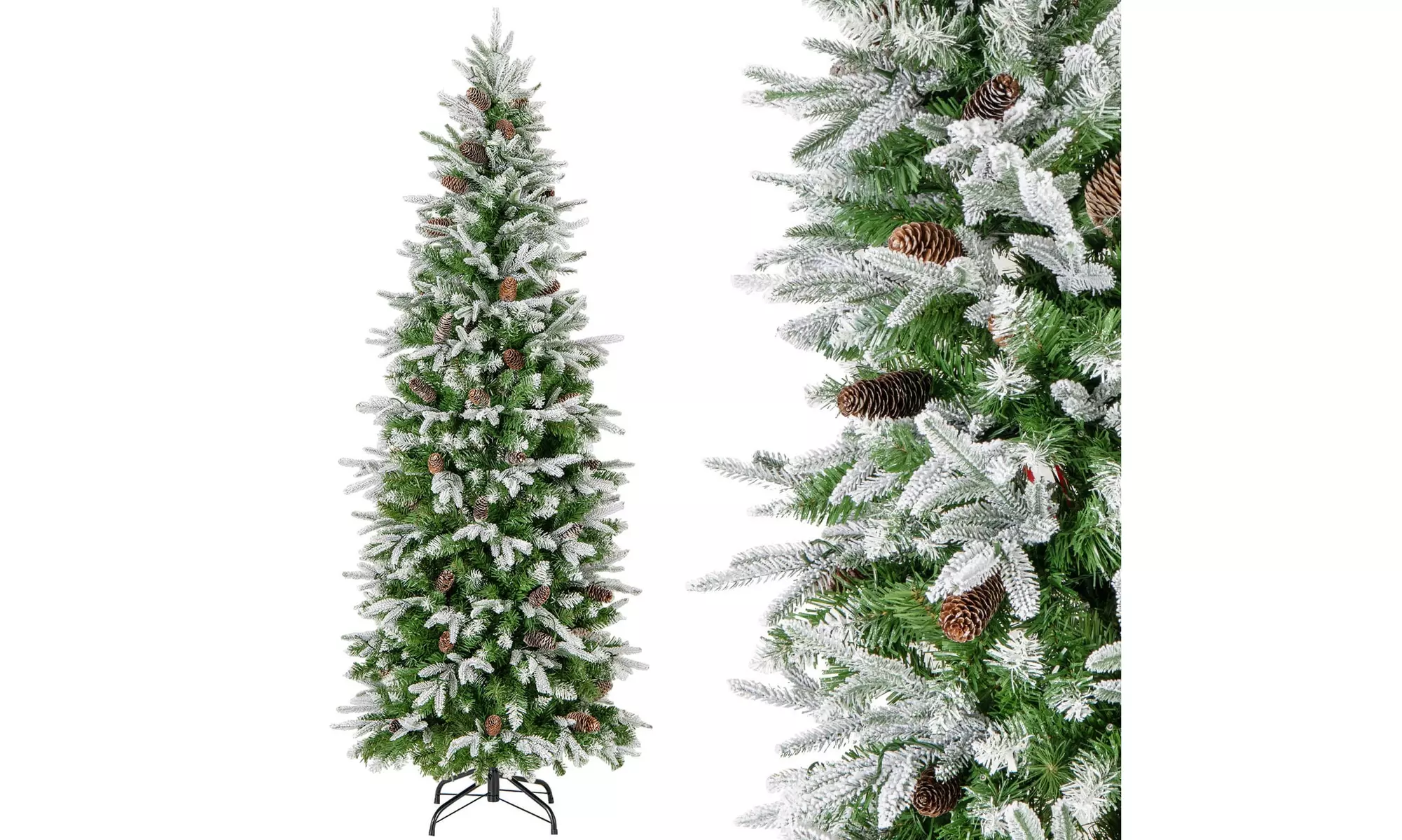 Costway 6/7.5/9 FT Christmas Tree with PE PVC Branch Tips Warm White LED Lights