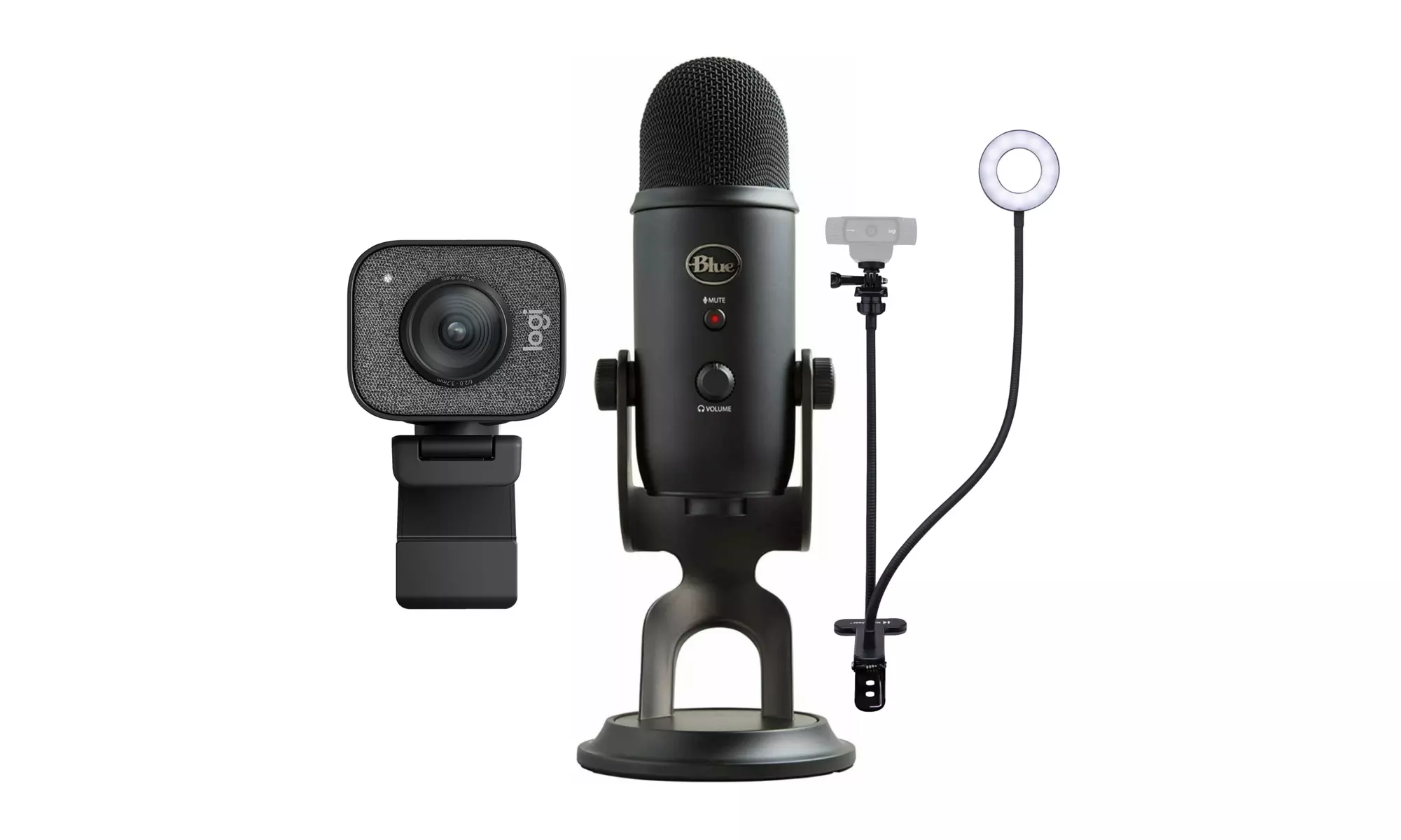 Logitech StreamCam Plus Webcam (Graphite) with Yeti Mic Blackout, Ring Light - Primary Image