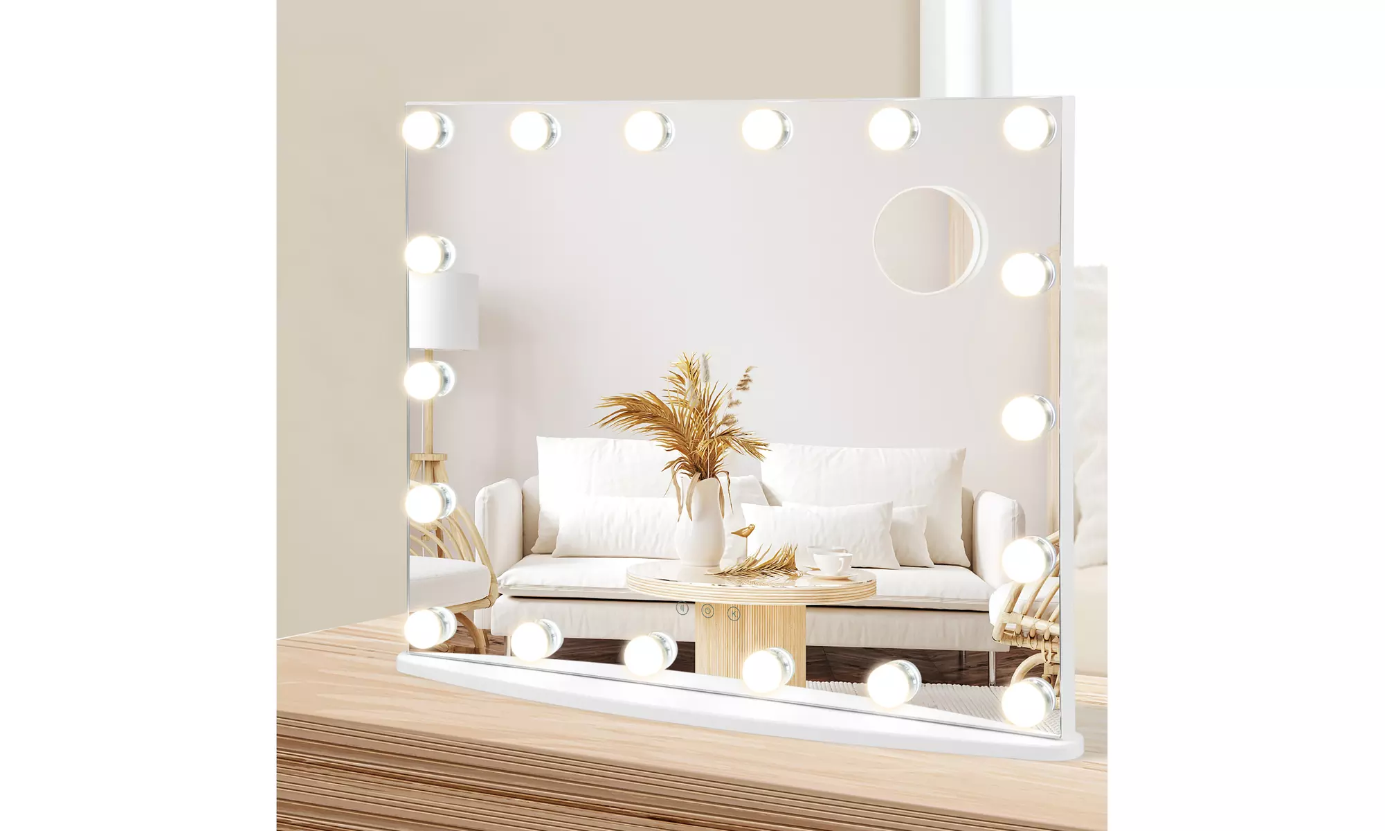 Costway Vanity Mirror w/ Lights 3 Color Lighting Modes Tabletop & Wall-Mounted - Primary Image