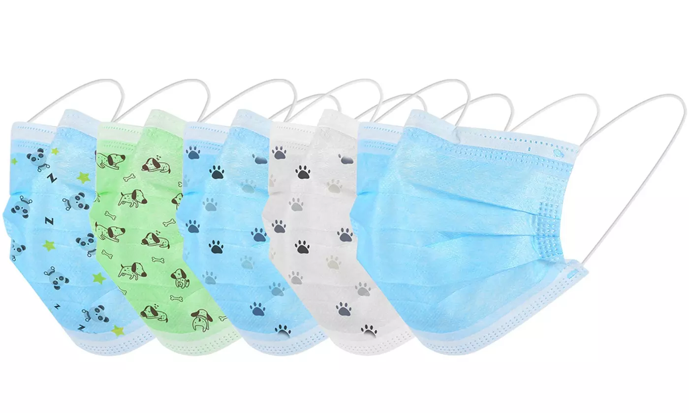 Kids 3-Ply Disposable Protective Face Masks for Boys & Girls (50-Pack)