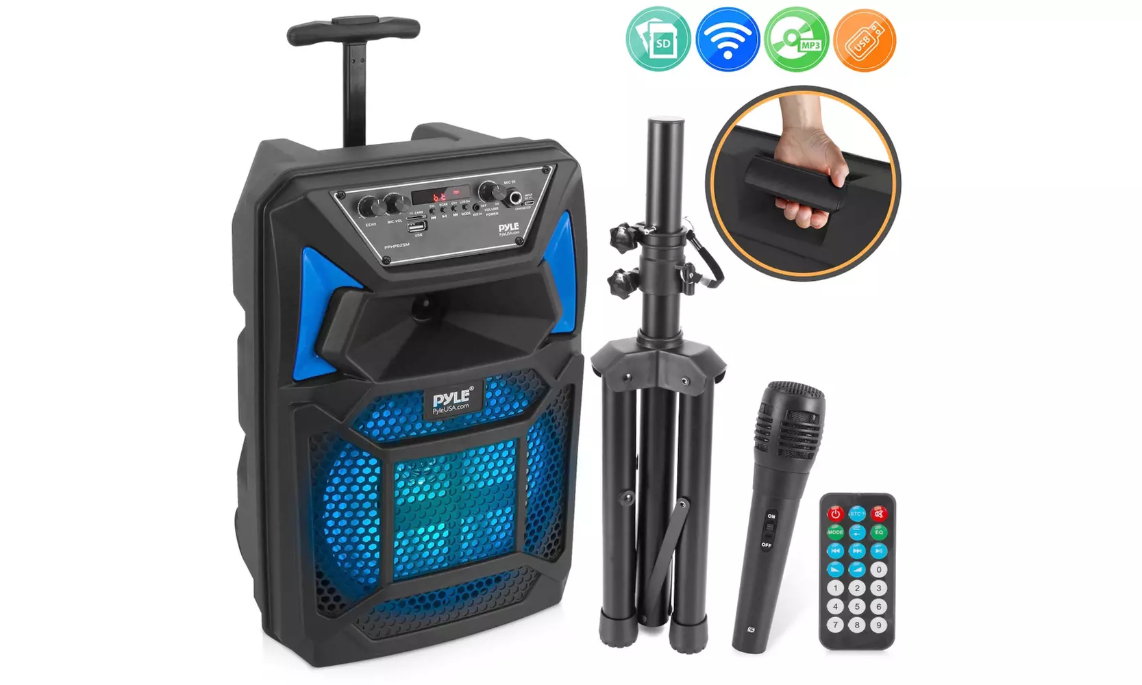 Pyle 8" Bluetooth Portable Karaoke Speaker & Microphone System  - Primary Image