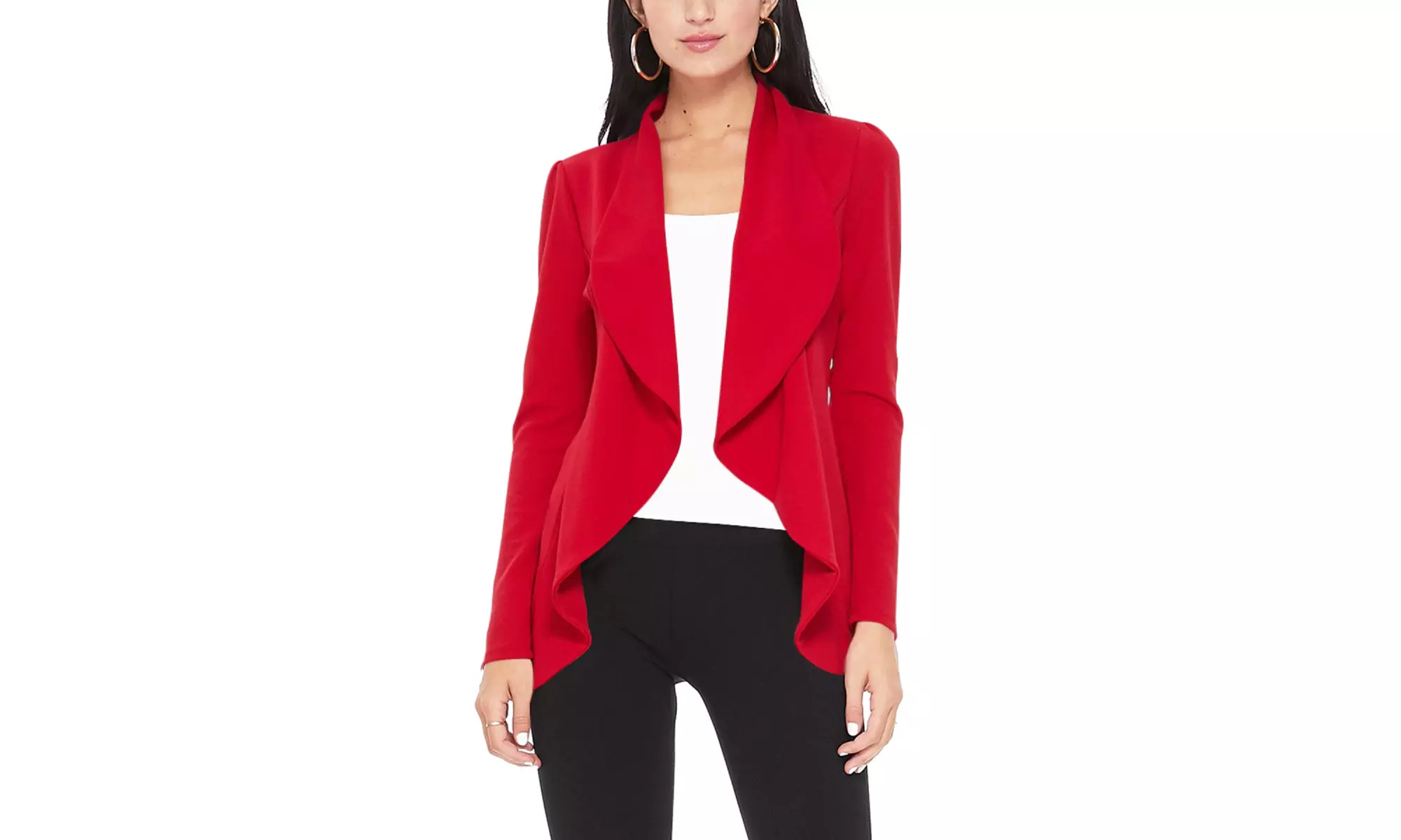 Casual Long Sleeves Open Front Office Wear Solid Blazer Jacket S-3XL