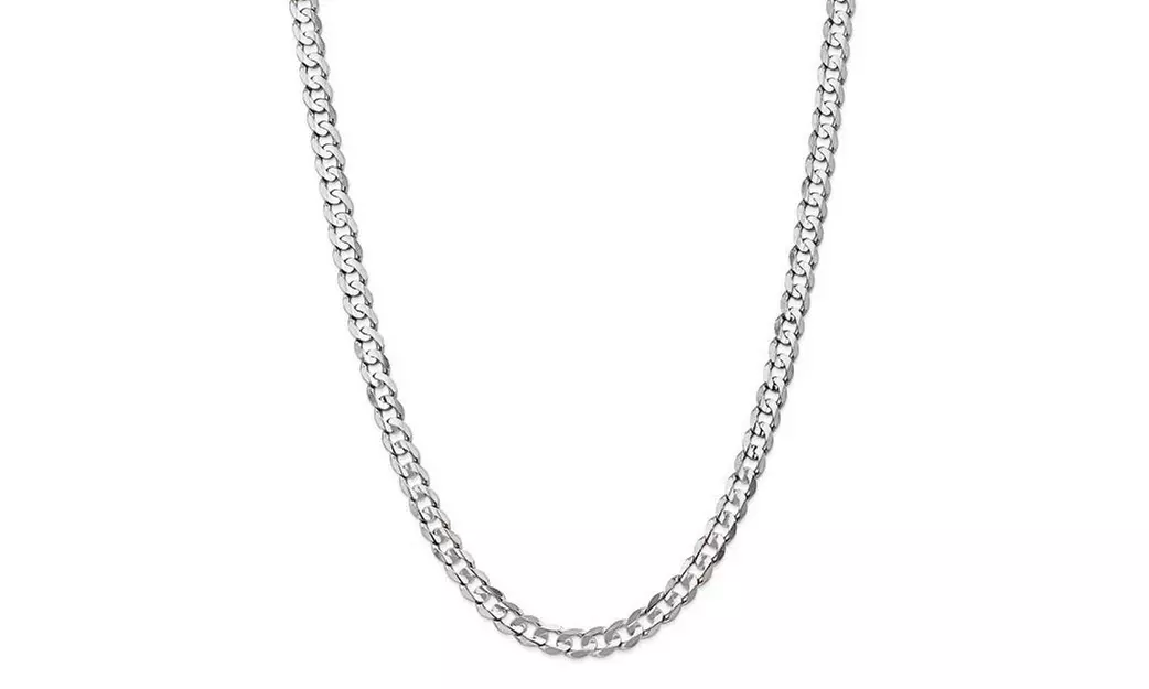 Italian Solid Sterling Silver 6.5MM Curb Chain Necklace - Second Medium