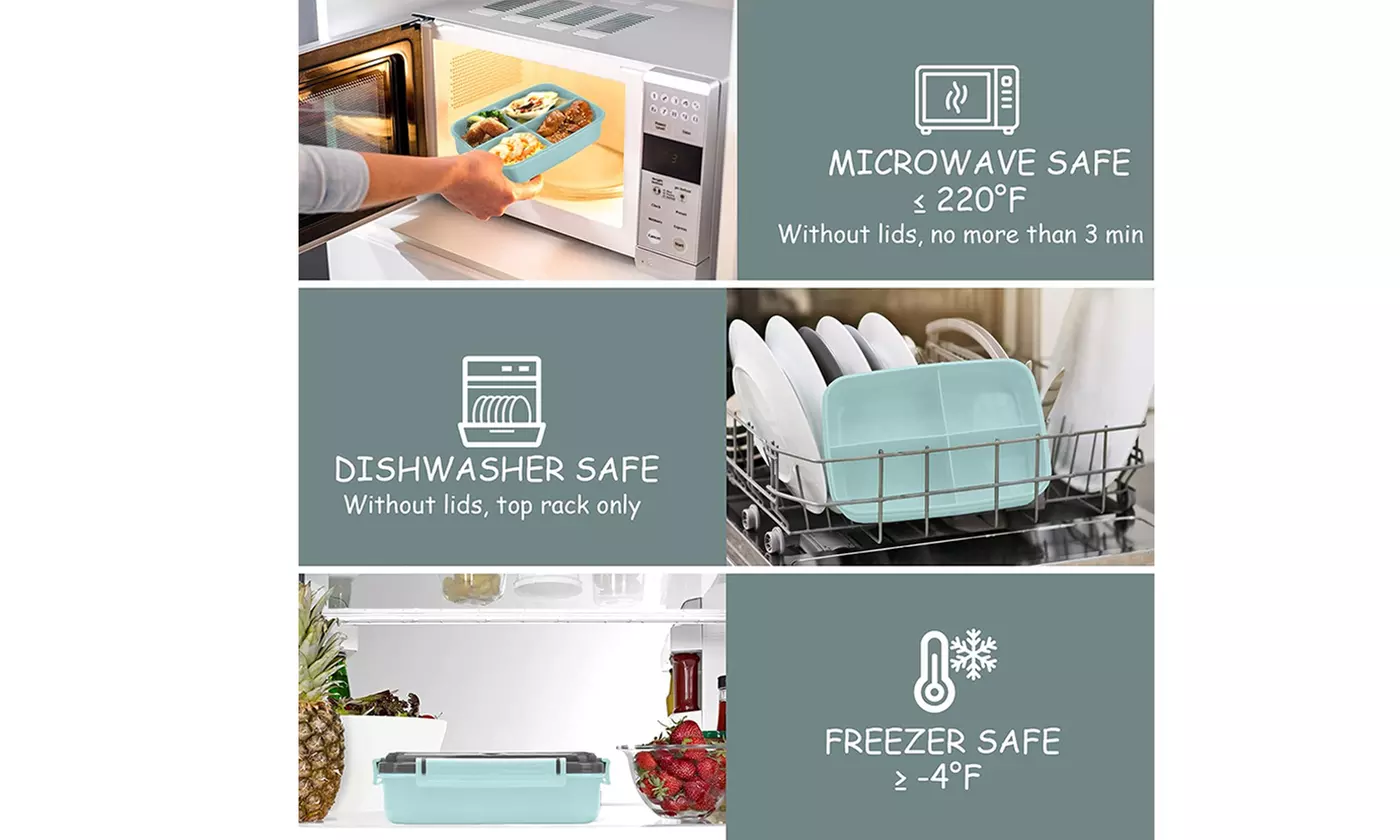 1400ML Microwave Bento Lunch Box Leak-Proof Food Containers With Spoon & Fork