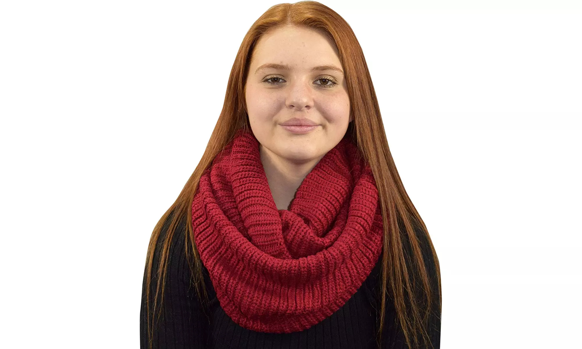 Hand Made Thick Ribbed Chunky Knit Infinity loop Scarves - Primary Image