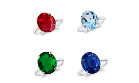 5.00 CTTW Gemstone Sterling Silver Rings - Multiple Options Available 1 6 5 Ct Oval Silver November Created Ruby