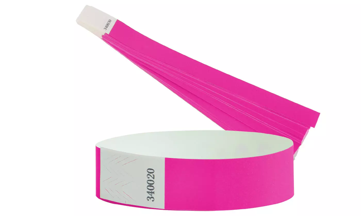 100Pcs Waterproof Hand Bands Neon Wrist Bands for Events Concert Wristbands Adhe