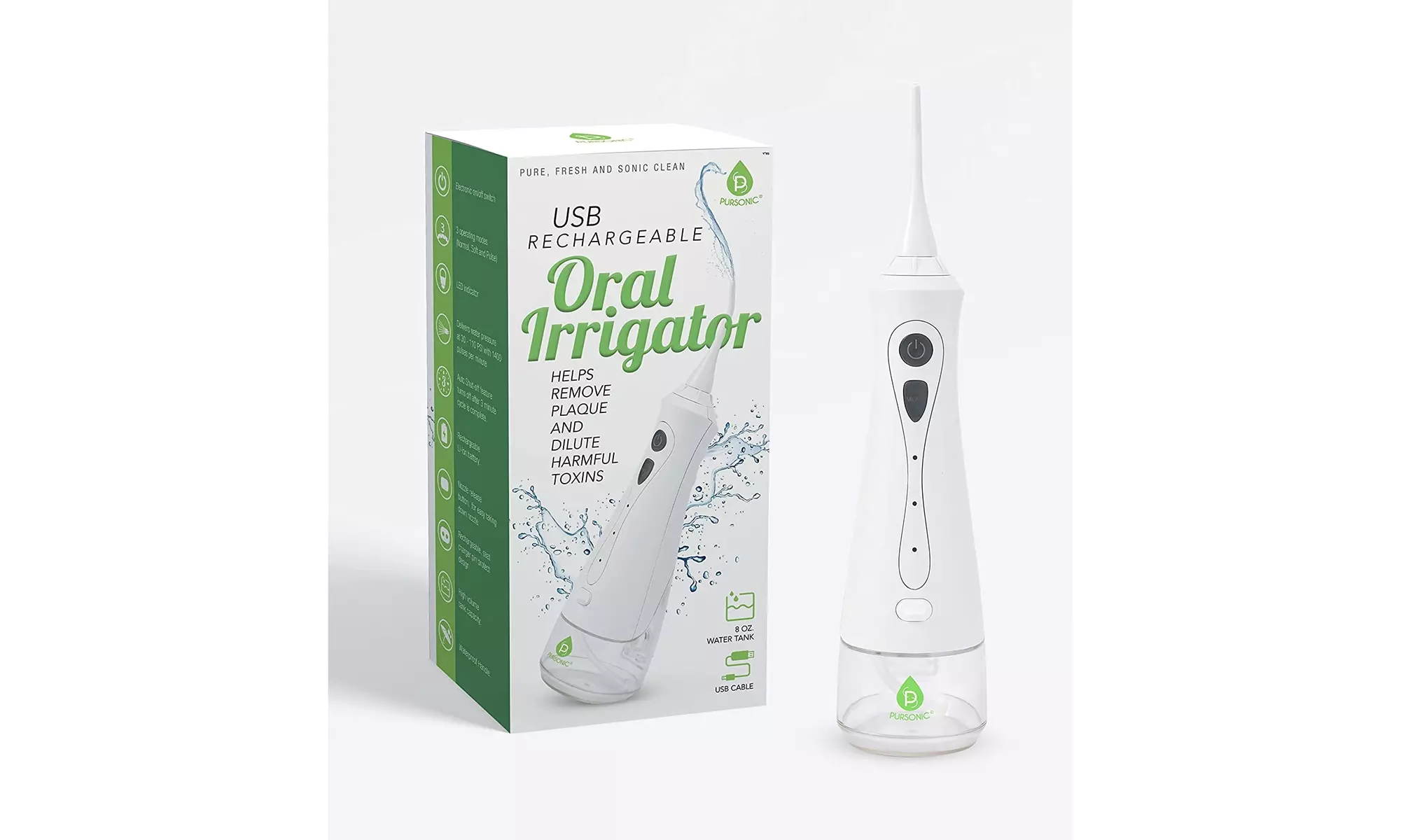 Pursonic Water Dental Flosser for Teeth-Rechargeable,3 Modes, 8oz Water Tank - Primary Image