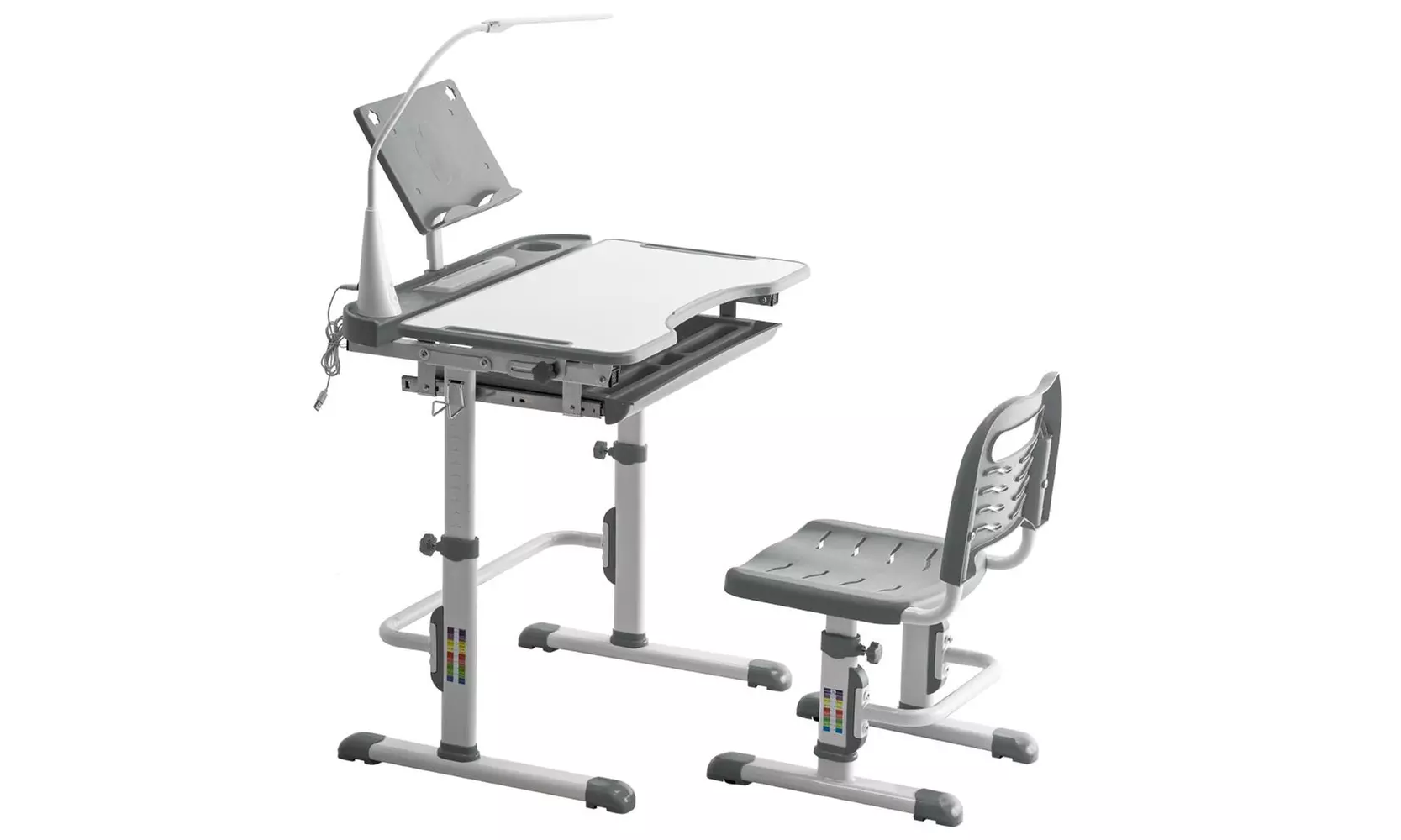 Student Desks and Chairs Set C Style White Lacquered White Surface - Primary Image