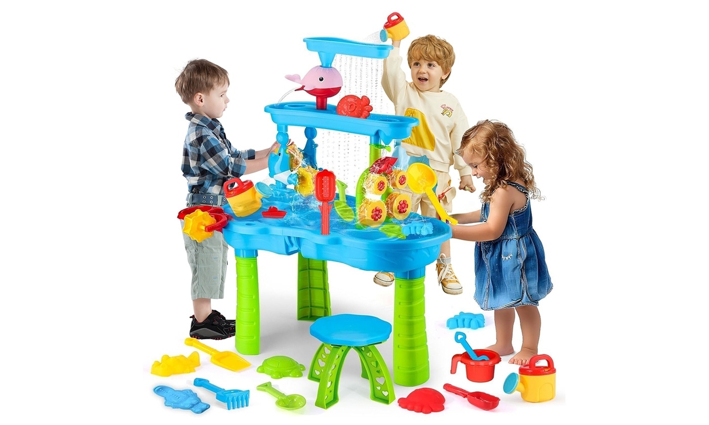 iMounTEK Kids' Three-Tier Sand and Water Table with Accessories 