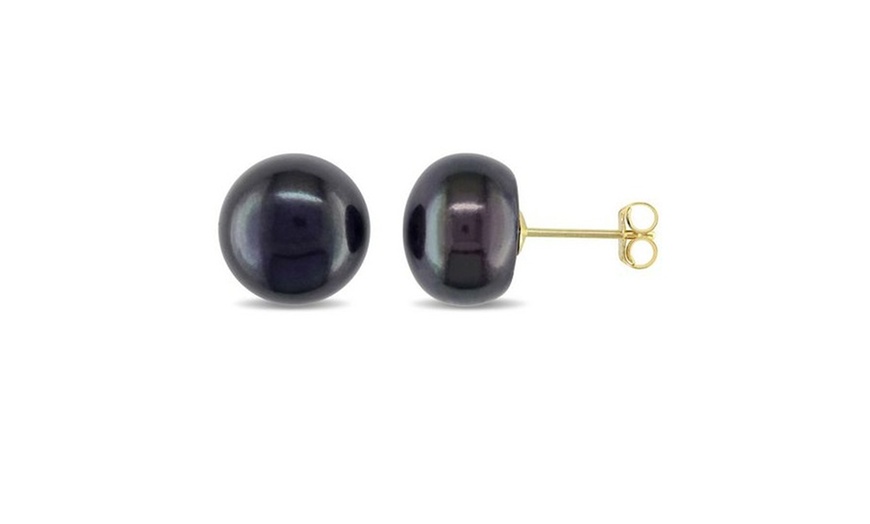 black button stud earrings