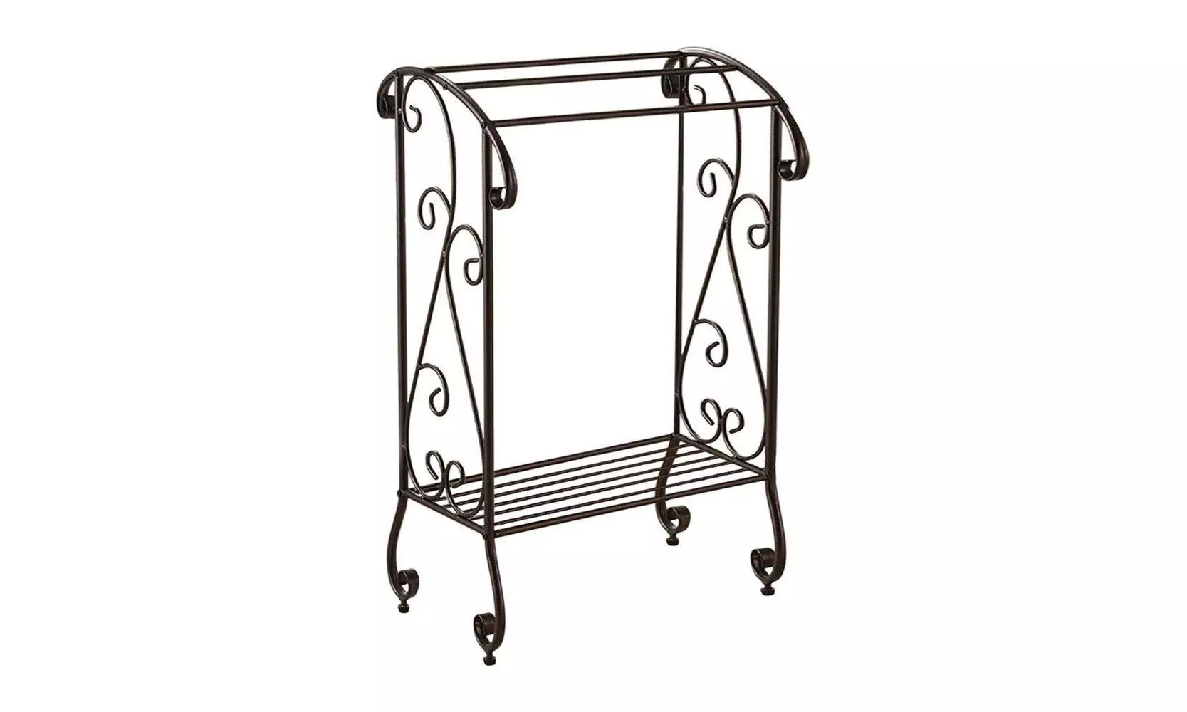 Free Standing Metal Towel Holder Rack Stand Drying Rack with Storage Shelf Black - Second Medium
