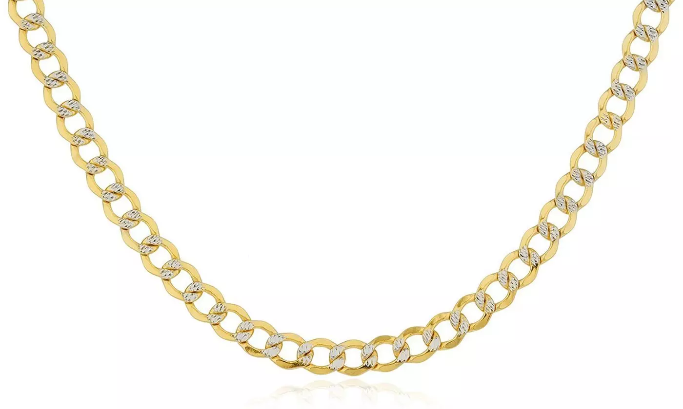 14K Gold 6.8MM Men's Diamond-Cut Pave Cuban Curb Link - Primary Image