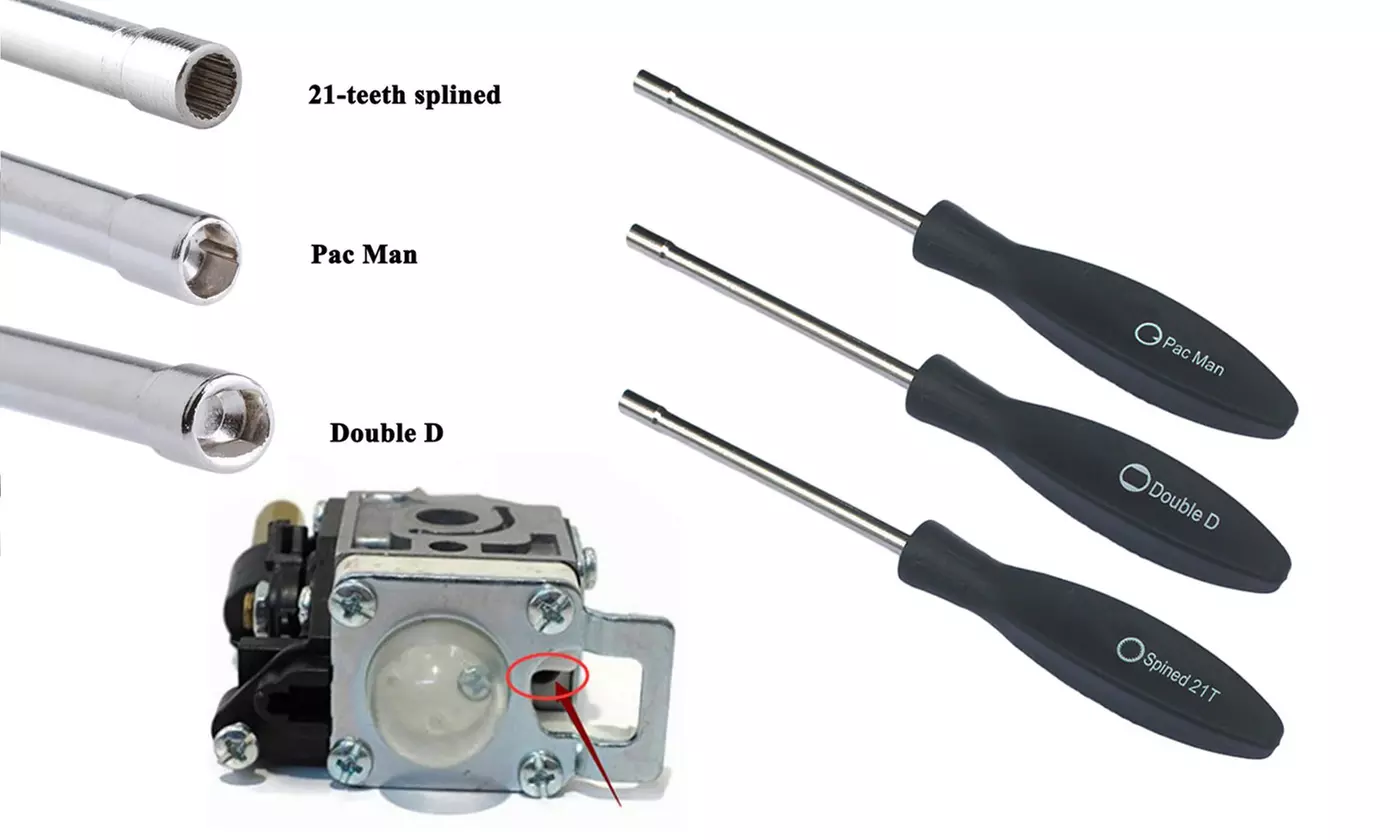 3 Pcs Adjustment Carburetor Carb Screwdriver Tool Kit Splined Double D Type - Primary Image